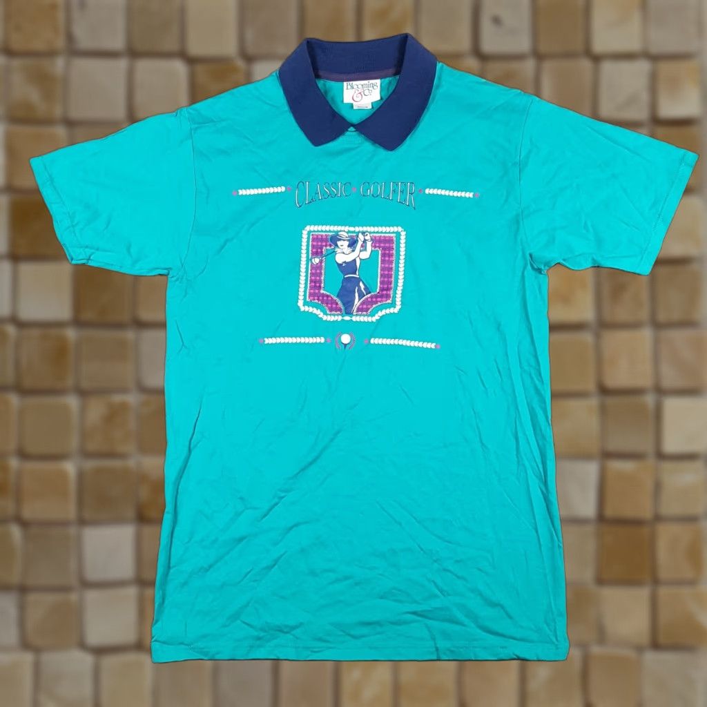 Vintage VINTAGE Blooming & Co T-Shirt Women’s M Preppy Collared Golf Tee Casual Blue/Teal 80s Retro 90s Golf USA Shirt Womens Size M / US 6-8 / IT 42-44 - 1 Thumbnail