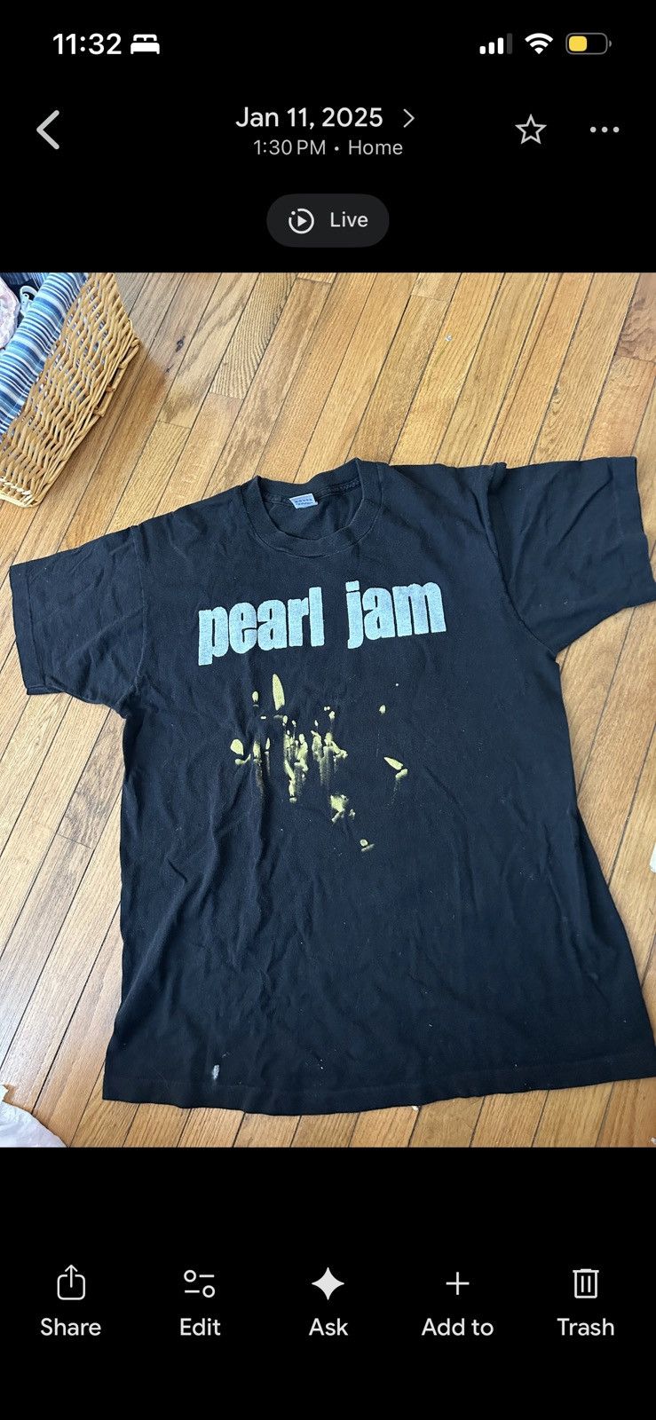 Fruit Of The Loom Pearl jam black promo tee 90s Size US XL / EU 56 / 4 - 2 Thumbnail