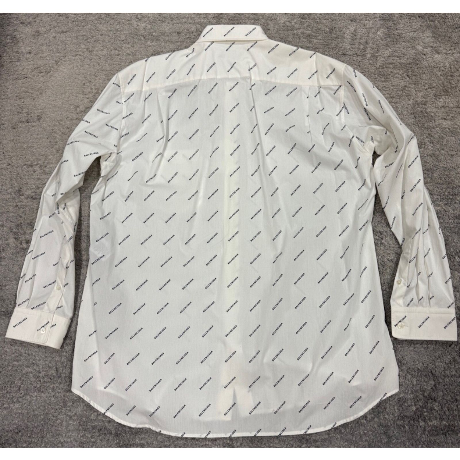 Balenciaga Balenciaga White Black All Over Logo Long Sleeve Button Up Size US M / EU 48-50 / 2 - 15 Thumbnail