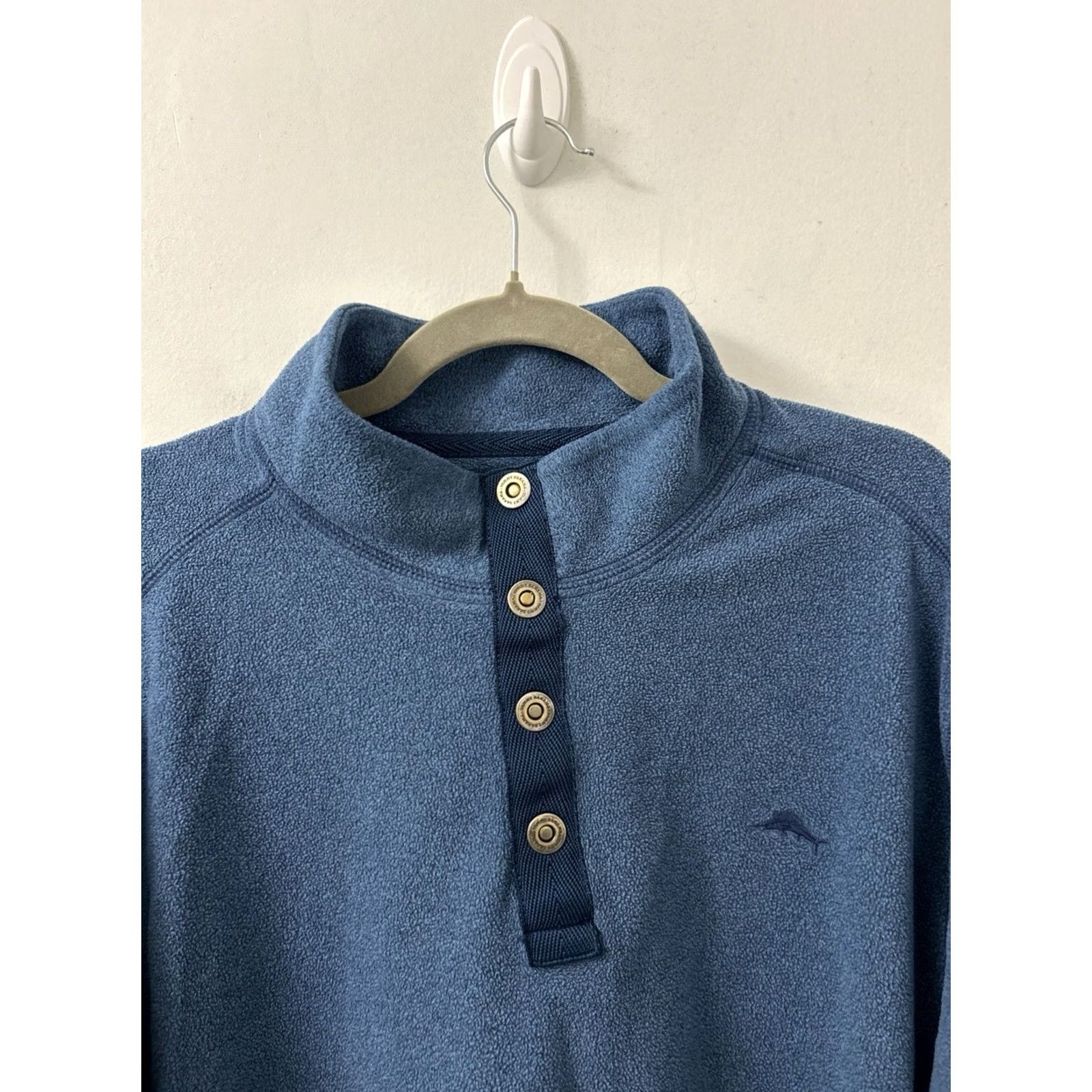 Tommy Bahama Tommy Bahama Sweater Mens XL Blue Fleece Mock Neck 1/4 Snap Henley Button Logo Embroidered Casual Travel Size US XL / EU 56 / 4 - 6 Thumbnail