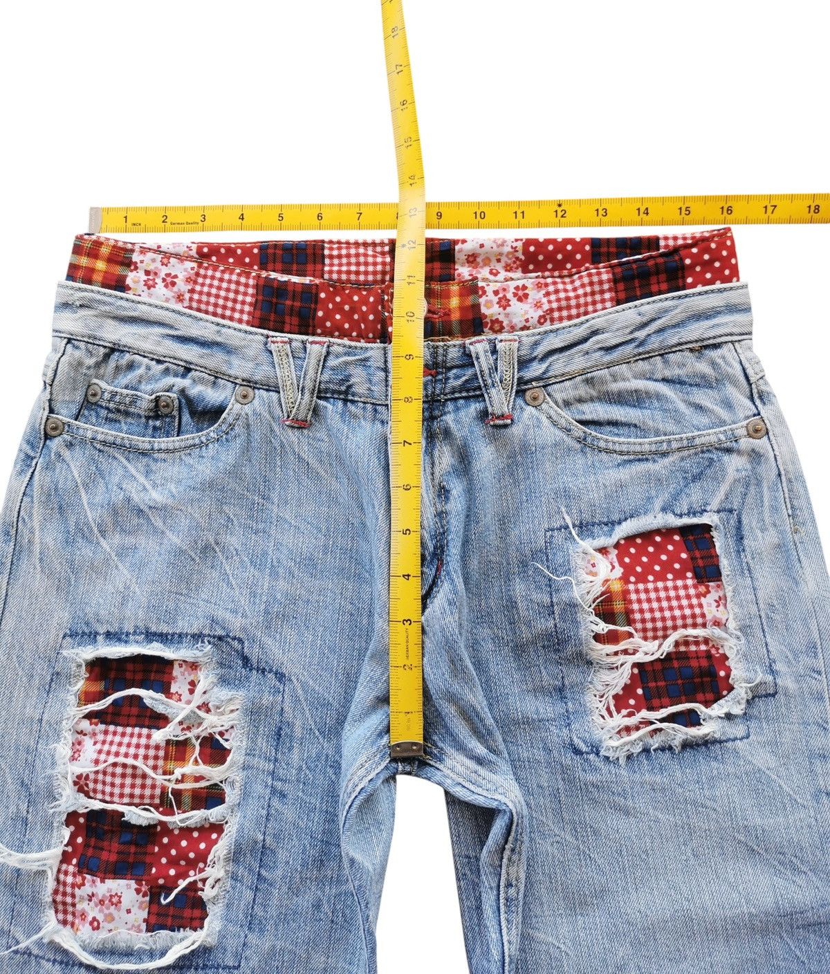 Japanese Brand Double Waist Patchwork Denim Jeans Lookalike Kapital Size US 32 / EU 48 - 4 Thumbnail