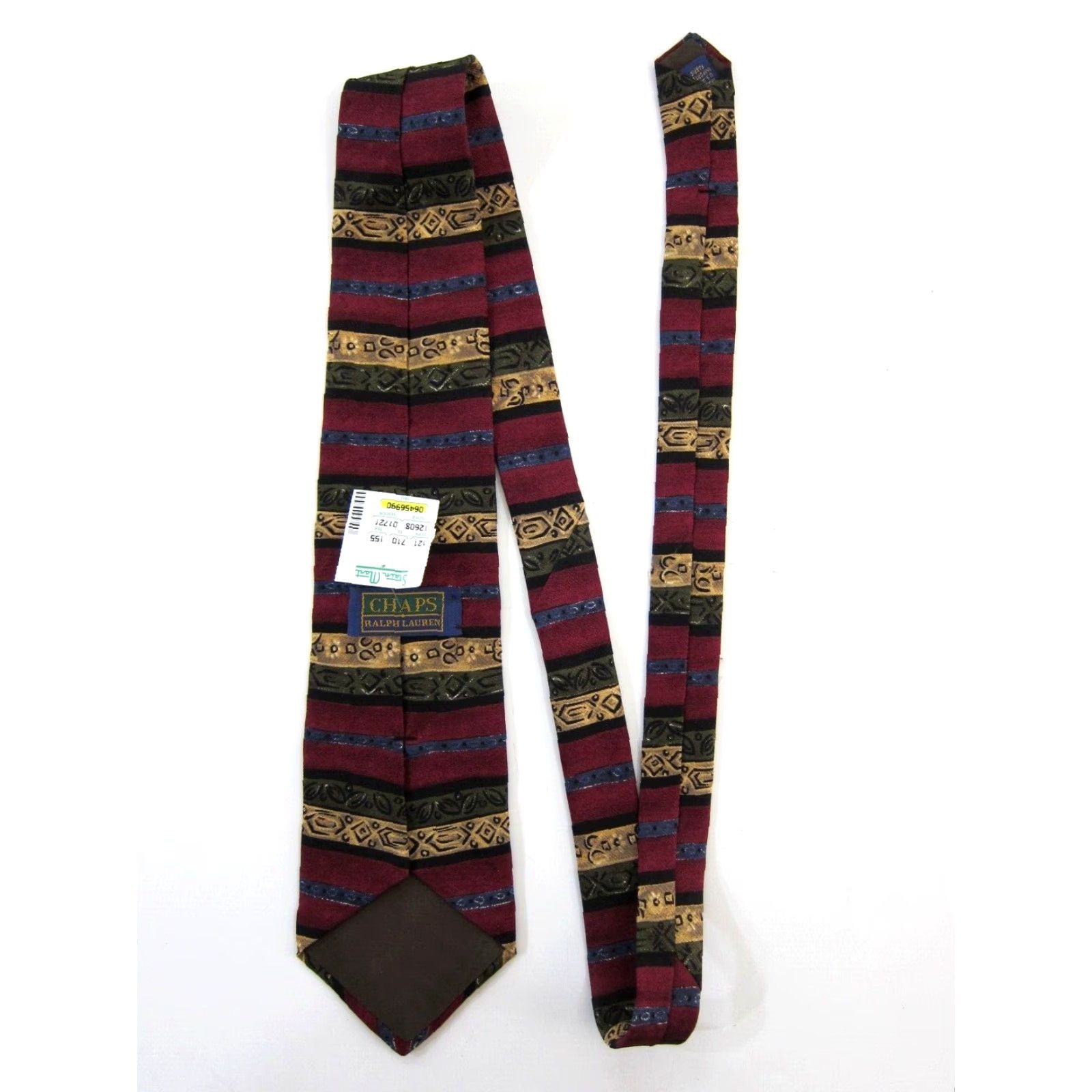 Ralph Lauren NWT Ralph Lauren Chaps Silk Tie Geometric Abstract Red Blue Brown 70s 80s 90s Vintage Unisex 4" Wide 55" Length Made in USA Mens Womens Boys Girls Size ONE SIZE - 5 Thumbnail