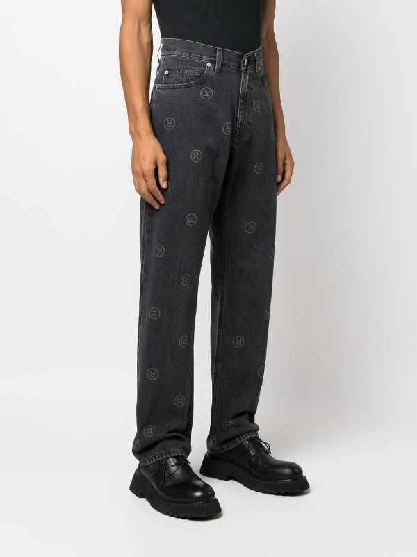 image of Martine Rose Washed All Over 'r' Cropped Jean - Black, Men's (Size 32)