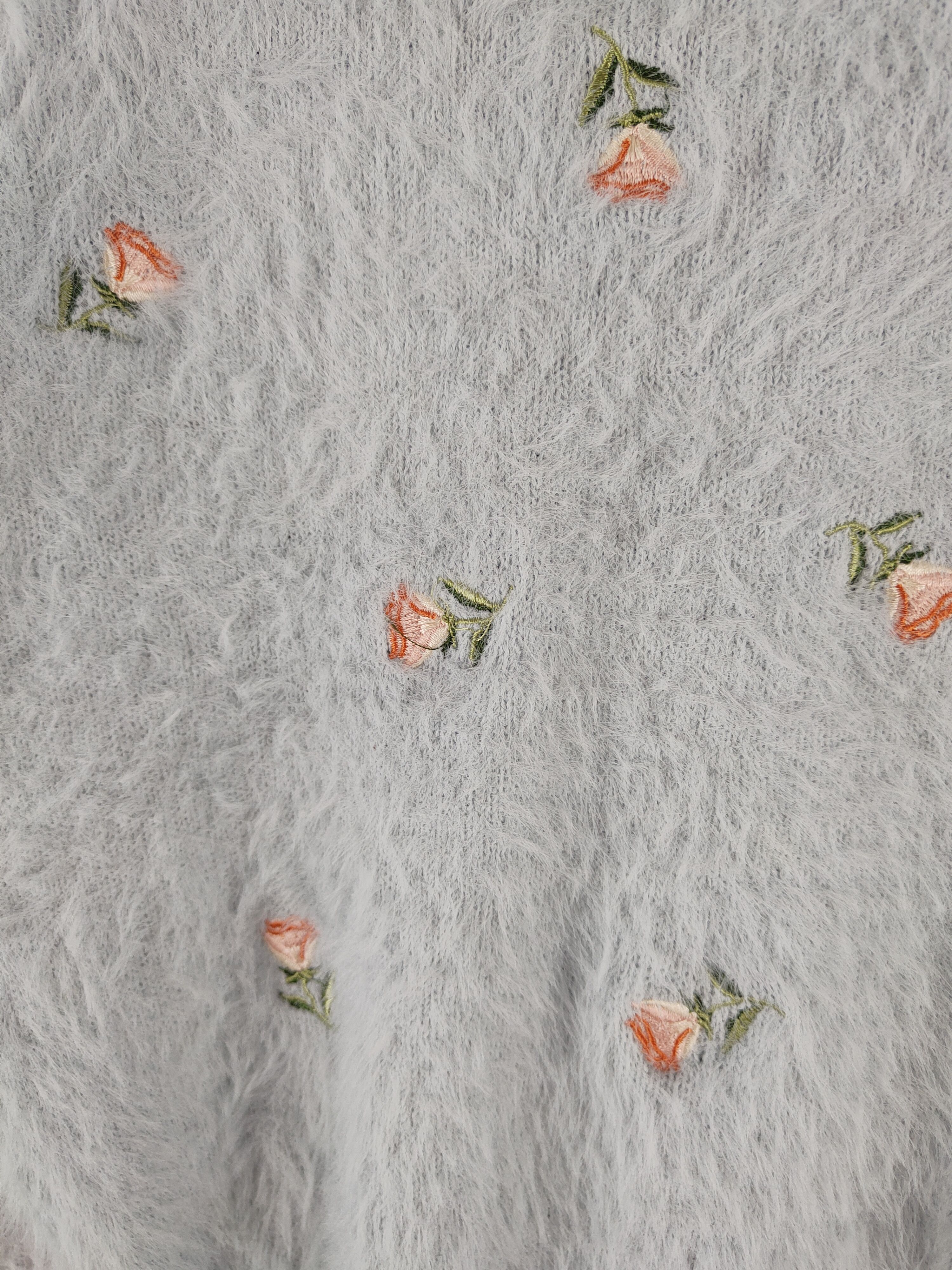 Japanese Brand × Vintage Dazzlin Blue Flowers Fur Mohair Knitwear Size M / US 6-8 / IT 42-44 - 3 Thumbnail