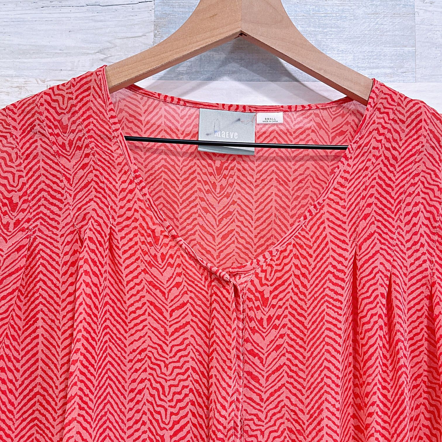 Anthropologie MAEVE Anthropologie Silk Sheer Shirt Orange Womens Small Size S / US 4 / IT 40 - 2 Thumbnail