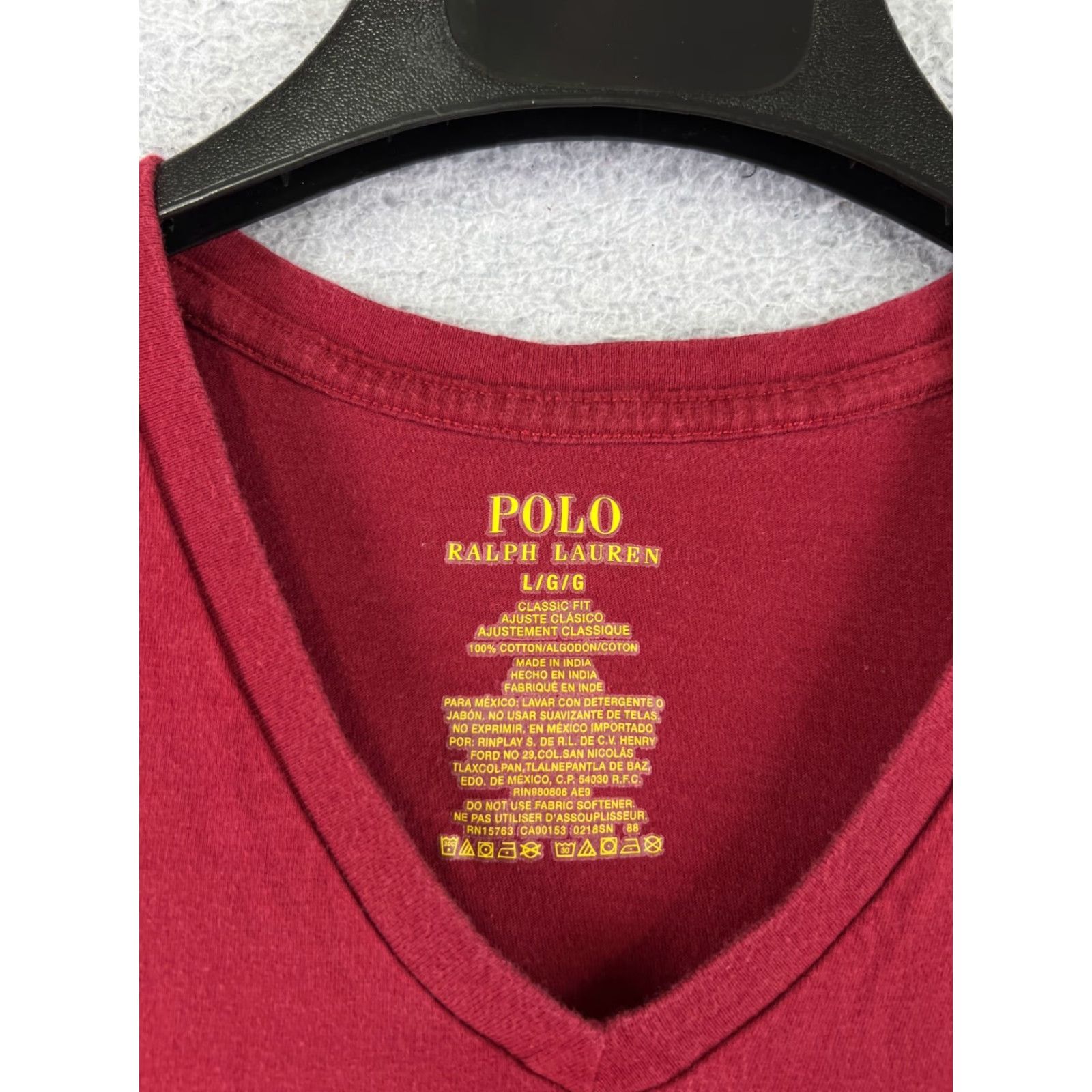 Ralph Lauren Polo Ralph Lauren Shirt Men L Red Cotton Jersey V-Neck Short Sleeve Embroidered Logo Polo Pony Sports Classic Size US L / EU 52-54 / 3 - 6 Thumbnail