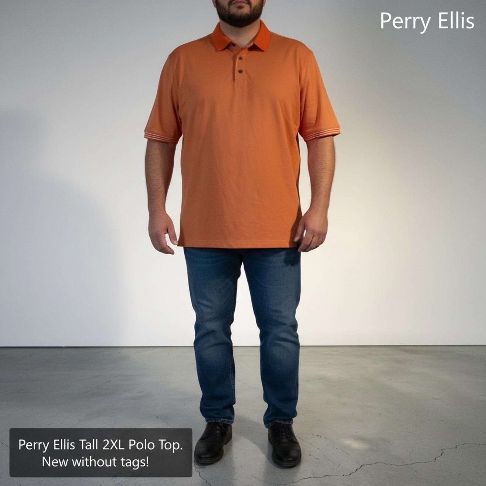 Perry Ellis Perry Ellis Tall 2XL Orange Polo Shirt Size US XXL / EU 58 / 5 - 1 Thumbnail
