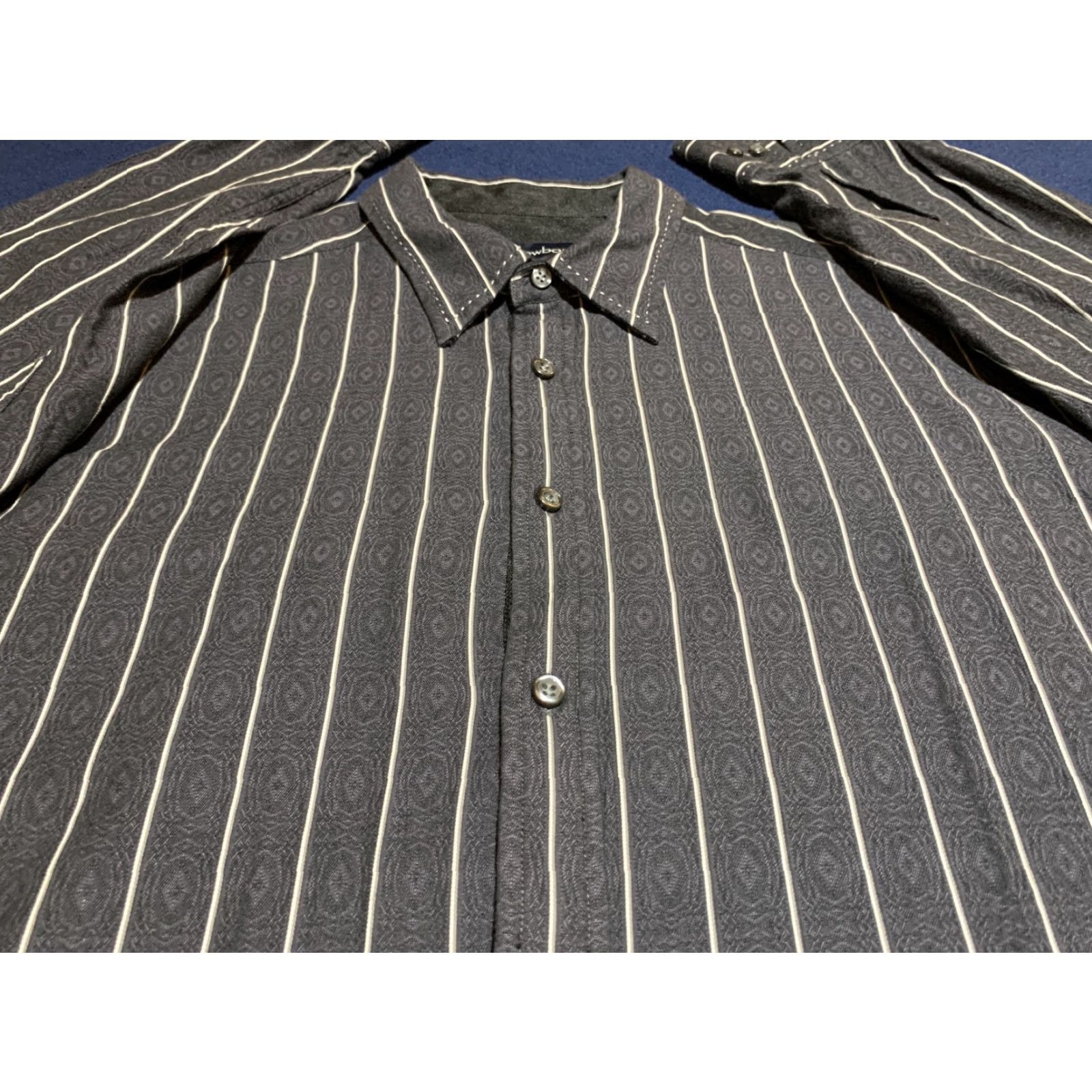 Vintage VINTAGE Malibu Cowboy Striped Button-Up Shirt 2XL Charcoal Long Sleeve Mens Size US XXL / EU 58 / 5 - 2 Thumbnail