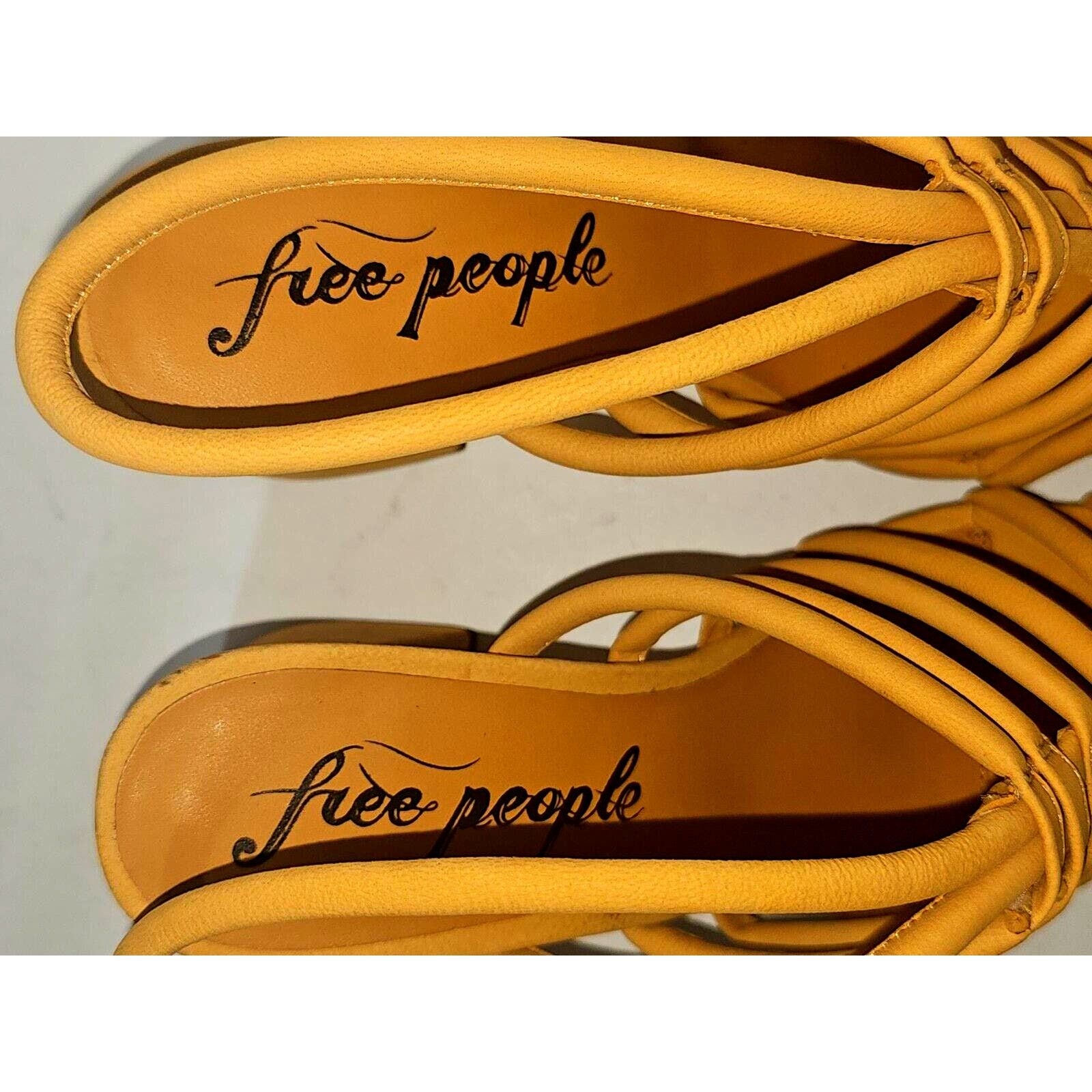Free People Free People Colette Cinched Sandals Heel Mustard Leather 9.5 Size US 9.5 / IT 39.5 - 6 Thumbnail