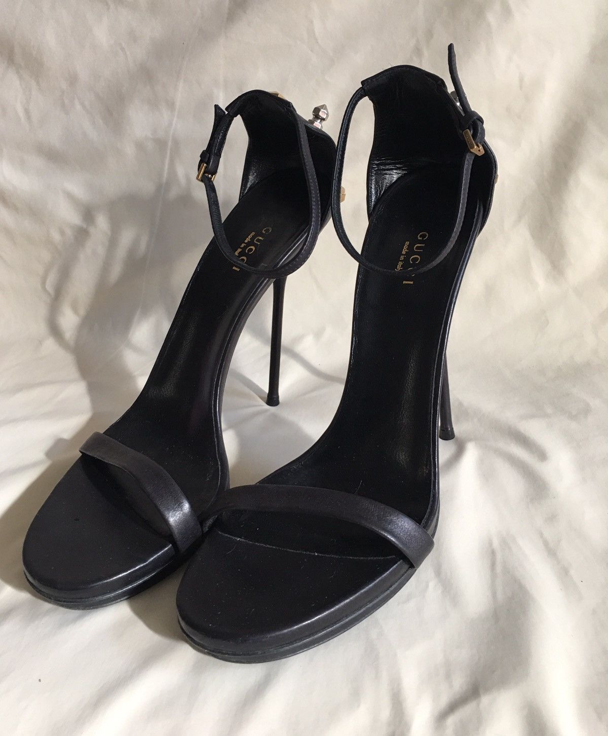 Gucci GUCCI Kinga Black Leather Heels Sandals EU 40.5 Size US 10.5 / IT 40.5 - 5 Thumbnail