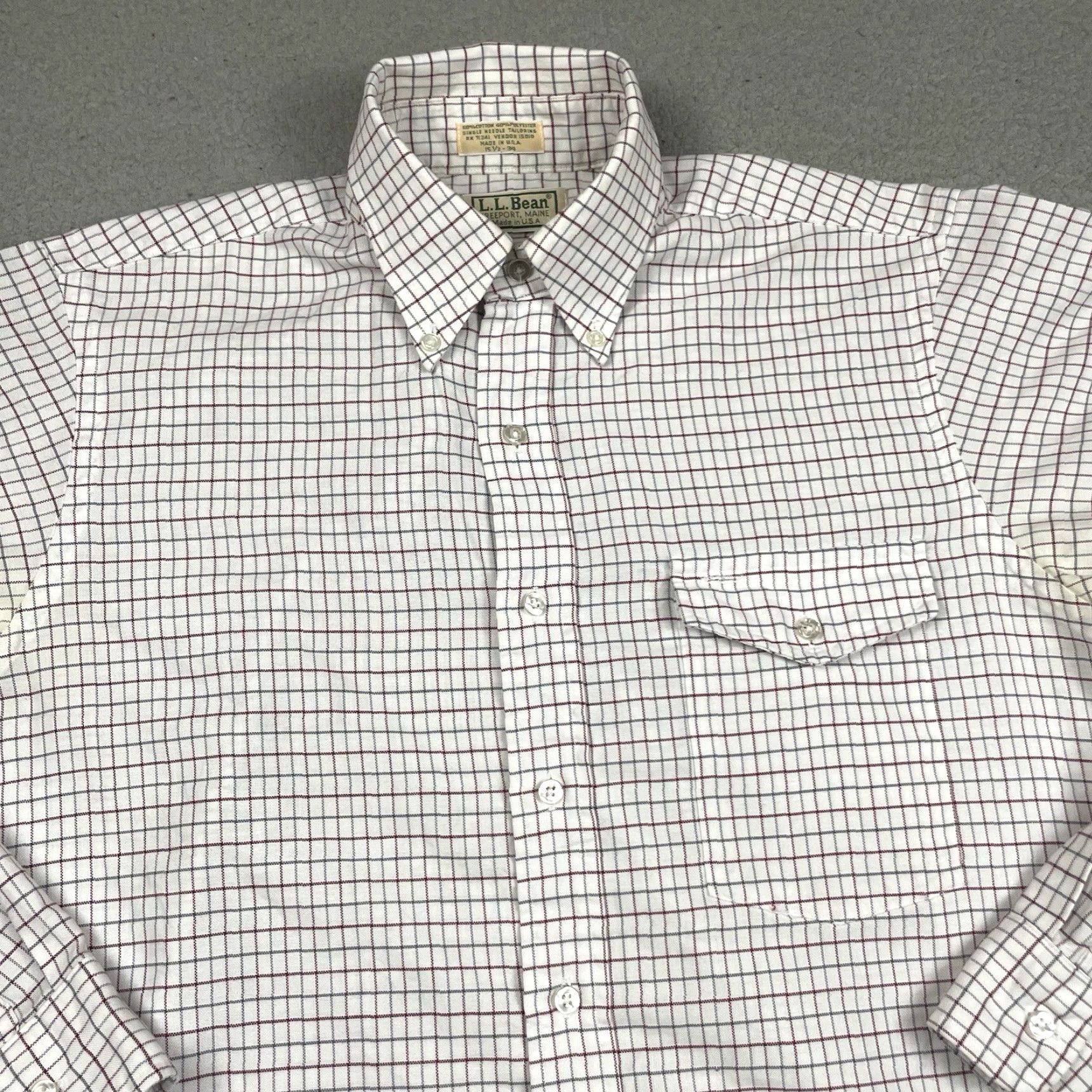 Vintage VINTAGE LL Bean Shirt Mens 15.5 White Plaid Long Sleeve Button Pocket Casual Vtg Size US L / EU 52-54 / 3 - 2 Thumbnail