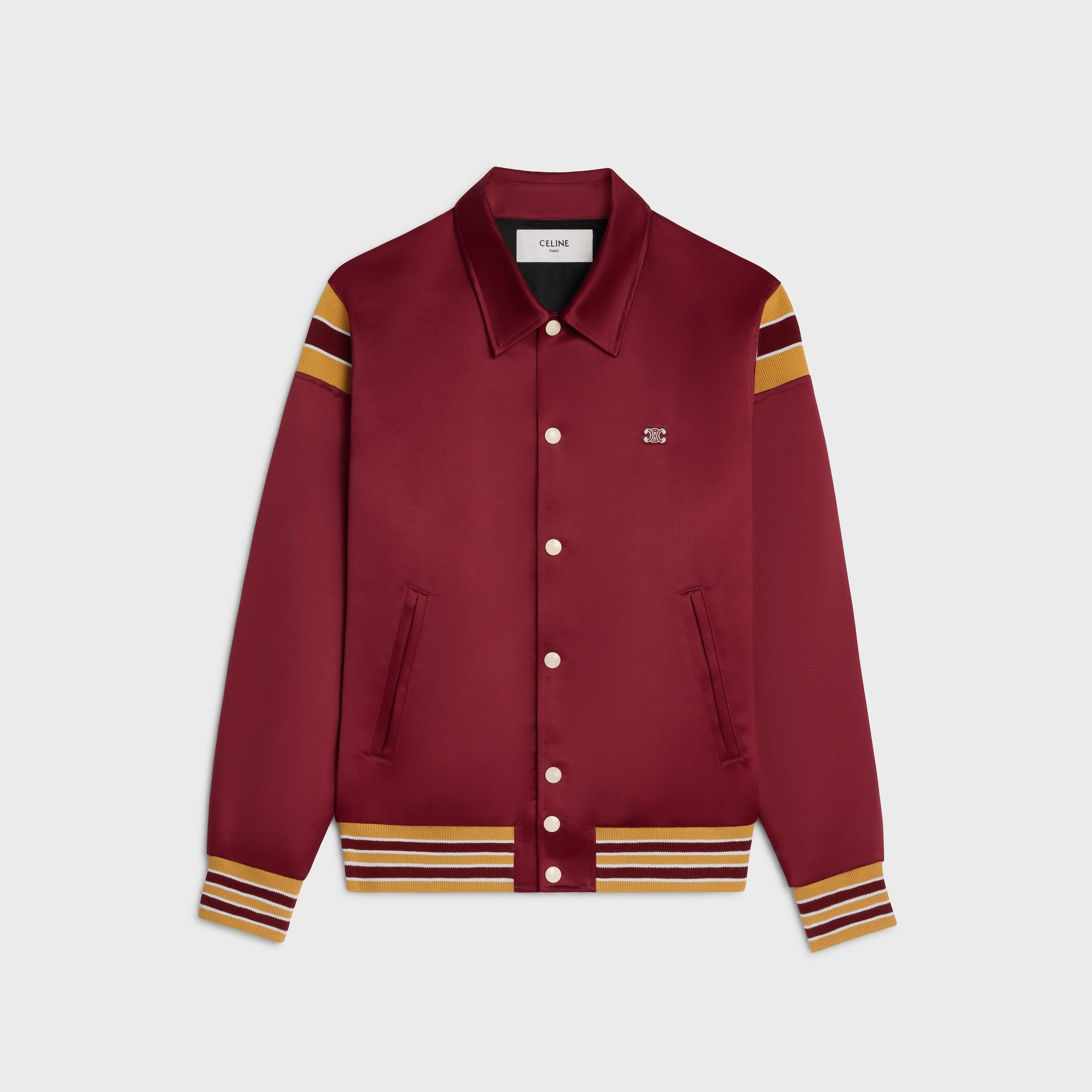 Celine TRIOMPHE TEDDY JACKET IN SATIN burgundi Size US M / EU 48-50 / 2 - 1 Thumbnail