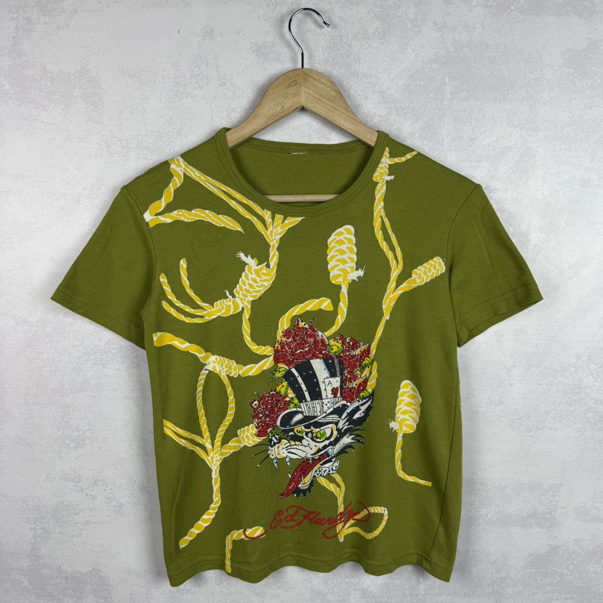 Ed Hardy × Vintage Vintage Y2K Ed Hardy By Christian Audigier Overprint T-Shirt Size XS / US 0-2 / IT 36-38 - 1 Thumbnail
