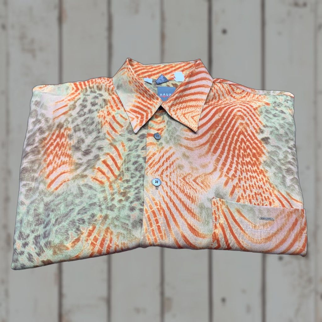 Vintage VINTAGE Haupt Germany Men's Dress Shirt Short Sleeve Button-Down Rayon 42-L, Multi, All Seasons, Size Large Size 42R - 1 Thumbnail