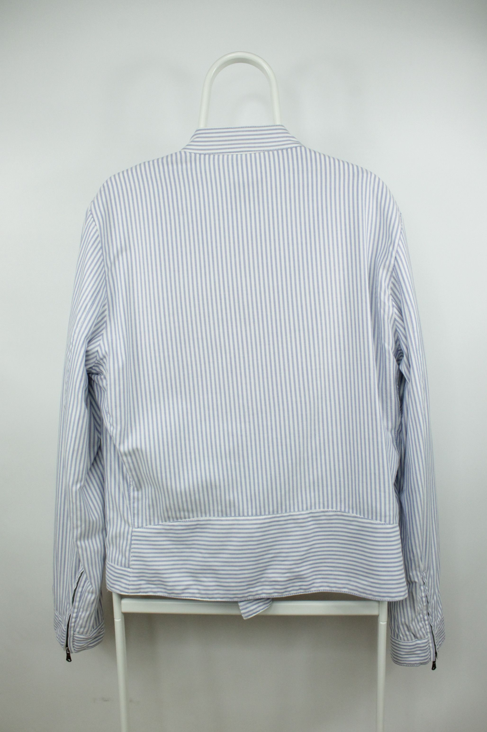 Tommy Hilfiger Hilfiger Collection White/Blue Striped Cotton Biker Jacket Size US L / EU 52-54 / 3 - 9 Thumbnail