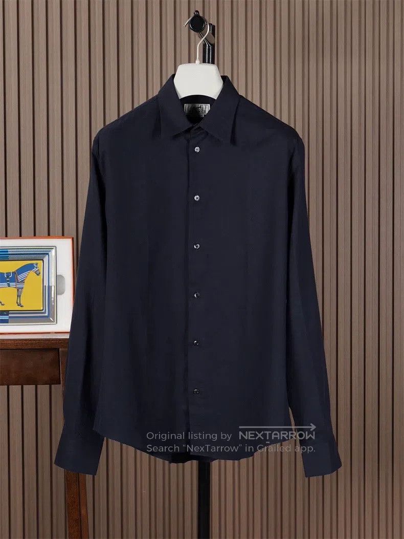 Hermes Hermes Cashmere and Sea Island Cotton Blended Shirt Size US XXS / EU 40 - 1 Thumbnail