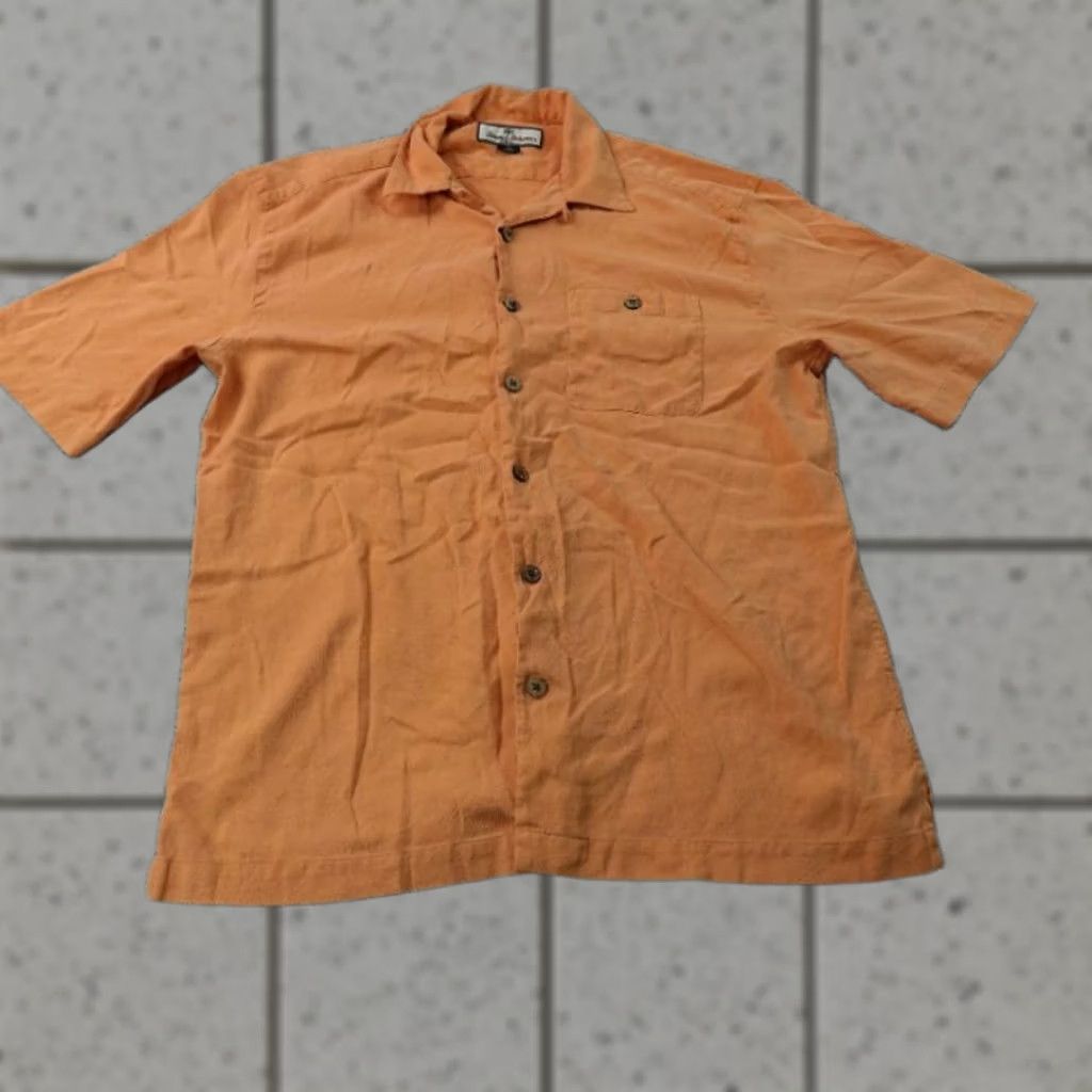 Tommy Bahama Tommy Bahama Shirt Mens M Orange Silk Floral Jacquard Hawaiian Button-Up Camp Size US M / EU 48-50 / 2 - 1 Thumbnail