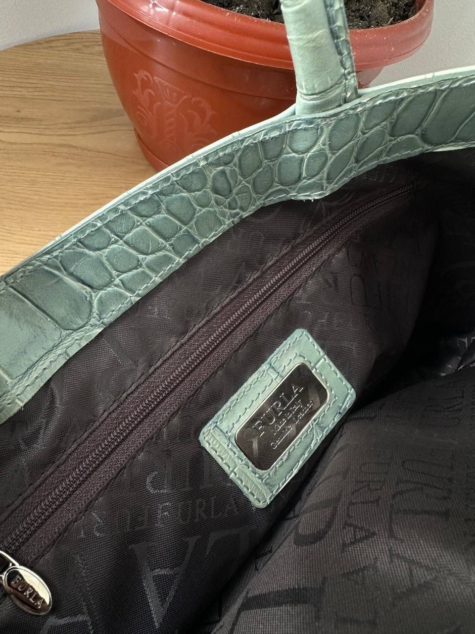 Furla Vintage Furla Faded Crocodile Embossed Leather Tote Bag Mint Size ONE SIZE - 14 Thumbnail