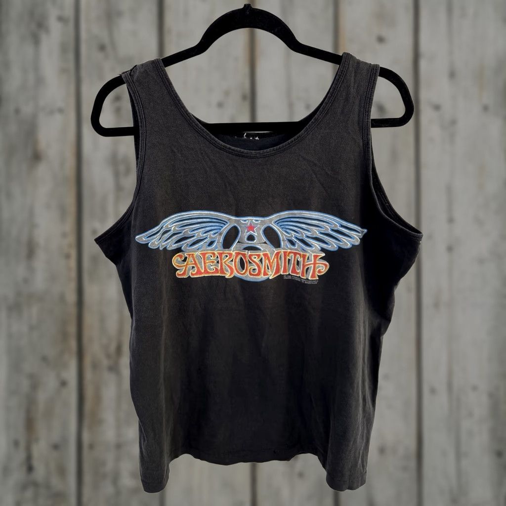 Aerosmith VINTAGE Aerosmith Brockum Graphic Band Tank Top Shirt Mens L Black Crew Neck Sleeveless 1990s Size US L / EU 52-54 / 3 - 1 Thumbnail