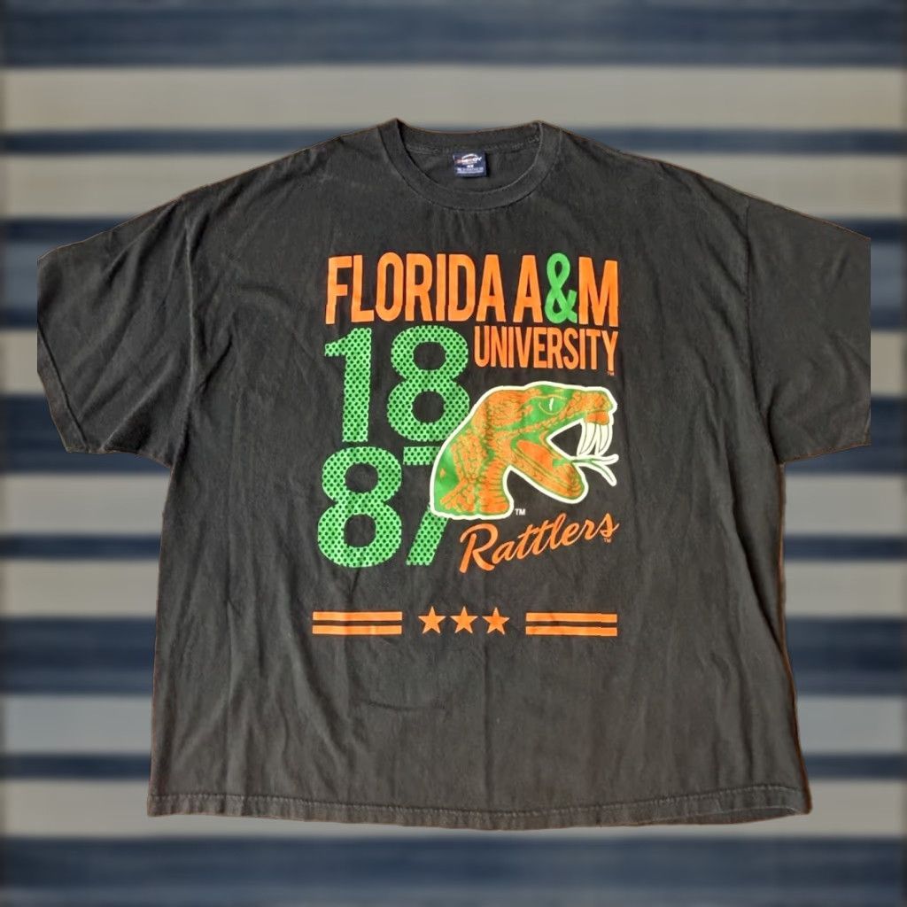Vintage VINTAGE FAMU Florida A&M University Rattlers HBCU T-Shirt 4XL Black Shirt Mens 1990s Cotton Logo Size US XXL / EU 58 / 5 - 1 Thumbnail