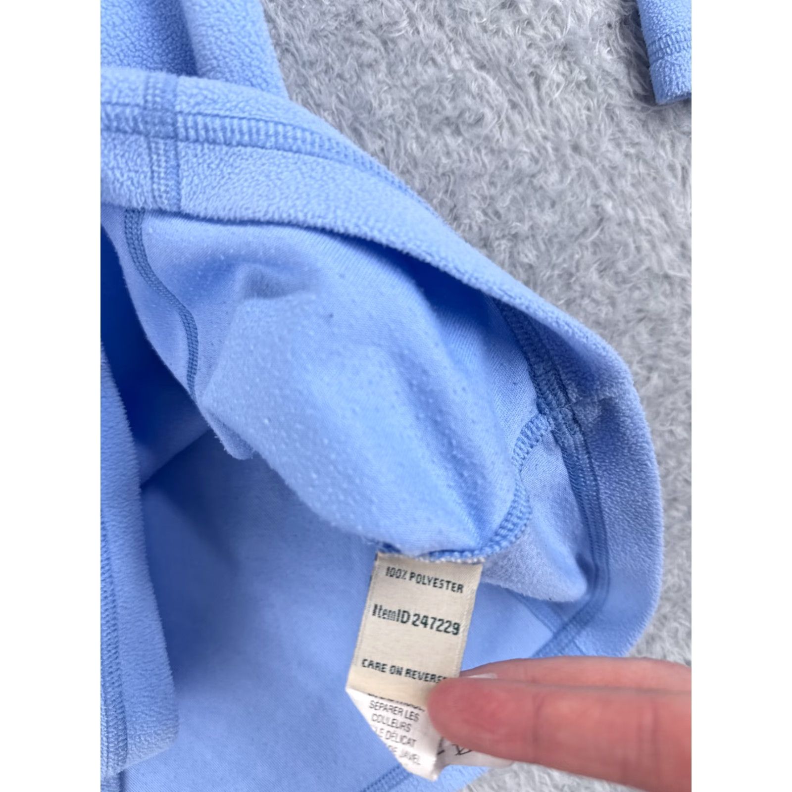 Vintage LL Bean Sweater Womens Large Blue 1/4 Zip 100% Polyester Fleece Mock Neck Size L / US 10 / IT 46 - 7 Thumbnail