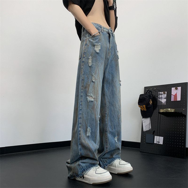 Japanese Brand × Jean Retro loose straight leg ripped jeans Size US 32 / EU 48 - 4 Thumbnail