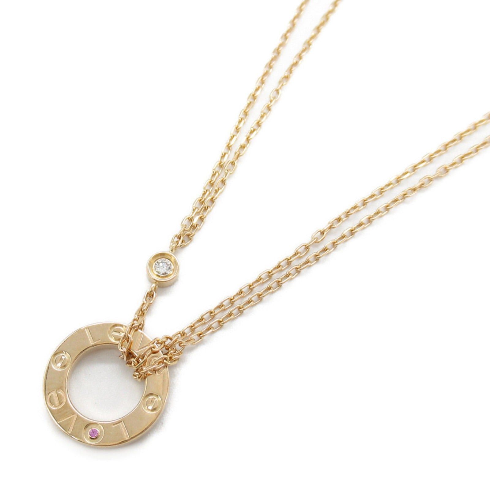 Cartier Cartier Love Necklace Pink Sapphire Diamond K18Pg (Pink Gold) Size ONE SIZE - 1 Thumbnail