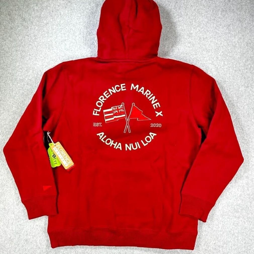 Vintage Florence Marine X Nui Loa Hoodie Maroon Red Organic Cotton Mens Small Surf Outdoors Pullover Hoodie Mens S Red Size US S / EU 44-46 / 1 - 2 Thumbnail