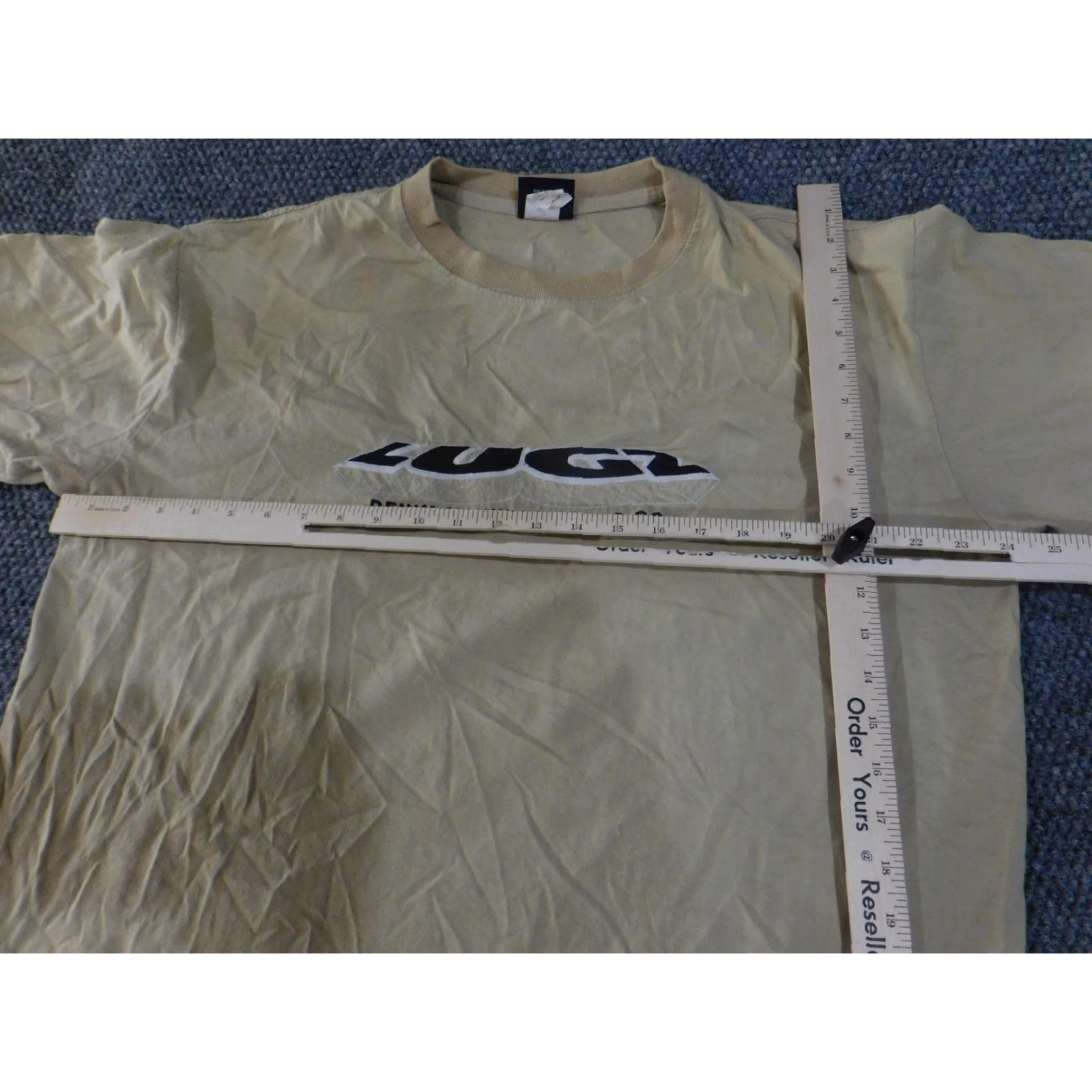 Lugz VINTAGE Lugz Shirt Mens XL Tan Denim Manufacturing Co Graphic Tee 90s Hip Hop Size US XL / EU 56 / 4 - 6 Thumbnail