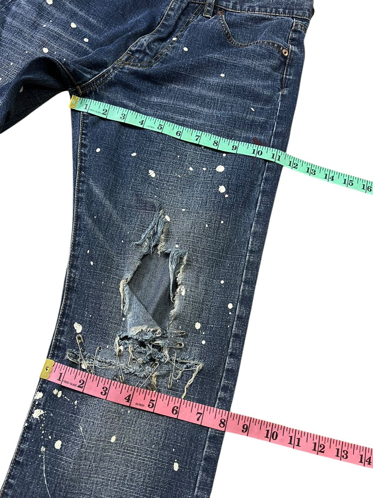 If Six Was Nine × Le Grande Bleu (L.G.B.) × Oshkosh Vintage 90’s Oshkosh Distress Painter Punk Jeans Size US 30 / EU 46 - 18 Thumbnail