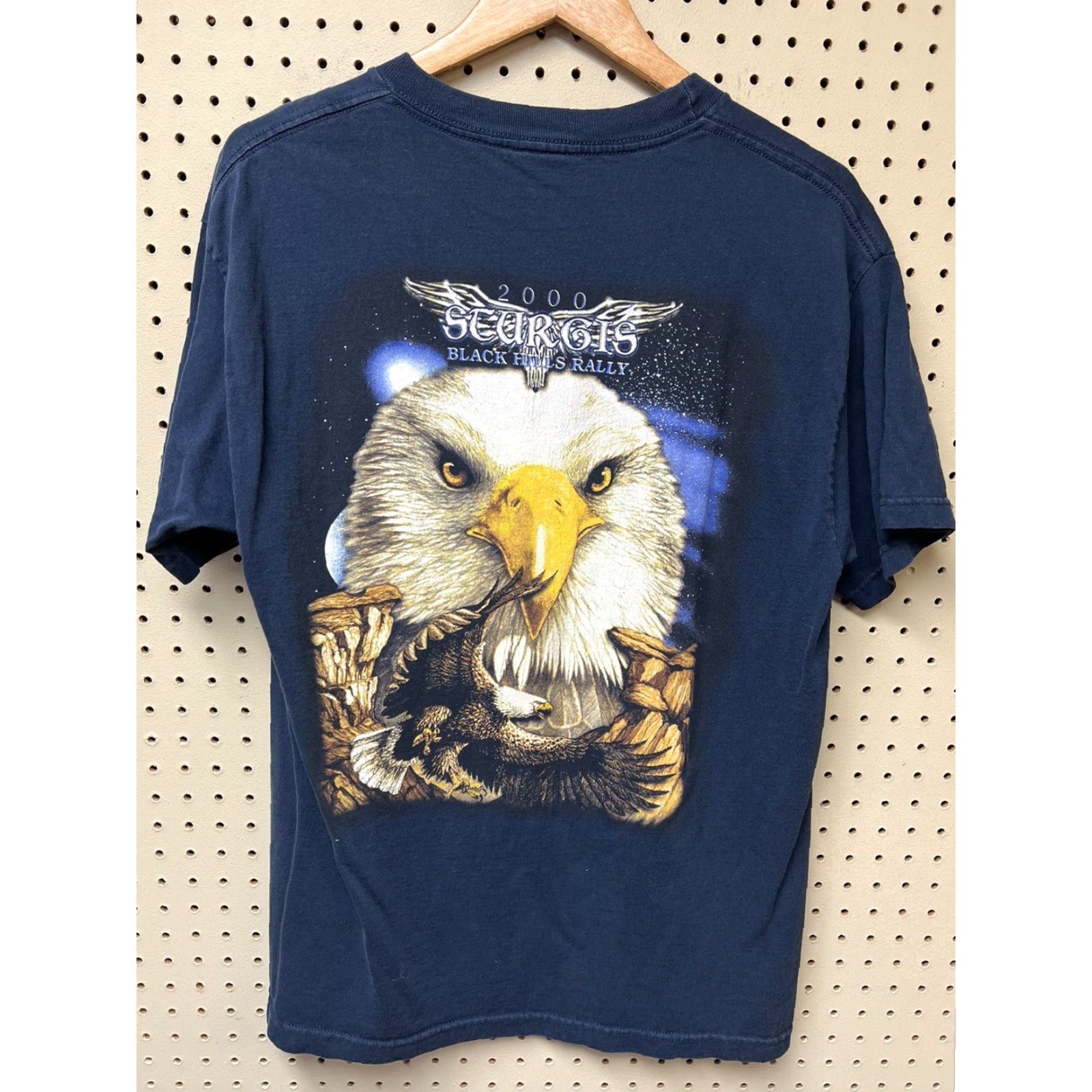 Vintage VINTAGE Sturgis 2000 Black Hills HD Rapid City SD Two-sided T-shirt Blue L Adult Mens Unbranded Crew Neck Short Sleeve Motorcycle Shirt Size US L / EU 52-54 / 3 - 2 Thumbnail