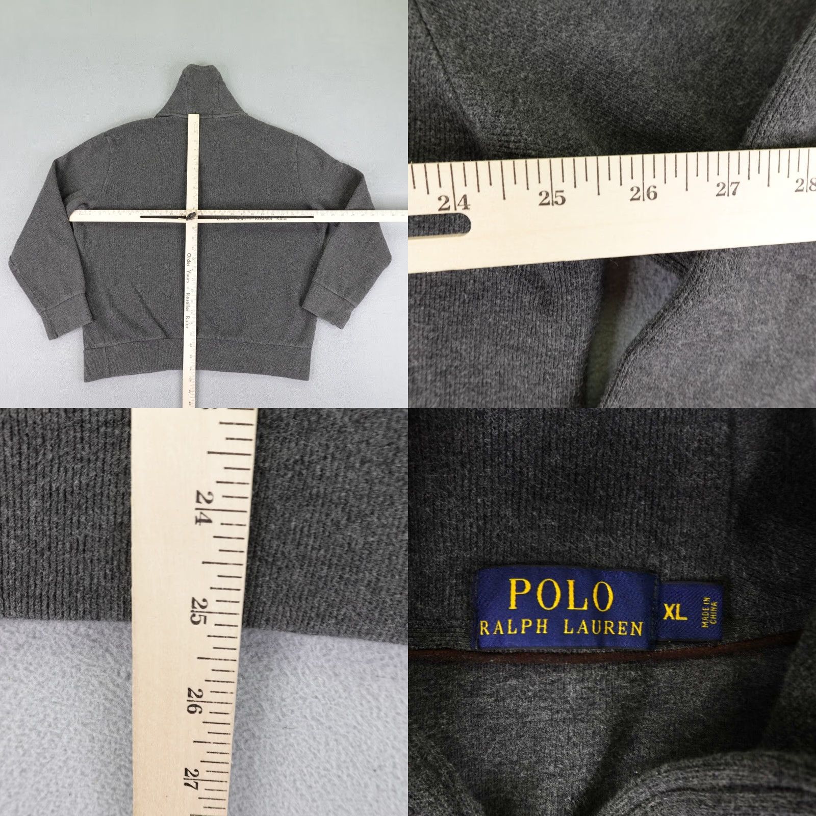 Polo Ralph Lauren Polo Ralph Lauren Sweater Mens XL Gray Shawl Collar Elbow Patches Red Pony Logo Shirt Size US XL / EU 56 / 4 - 8 Thumbnail