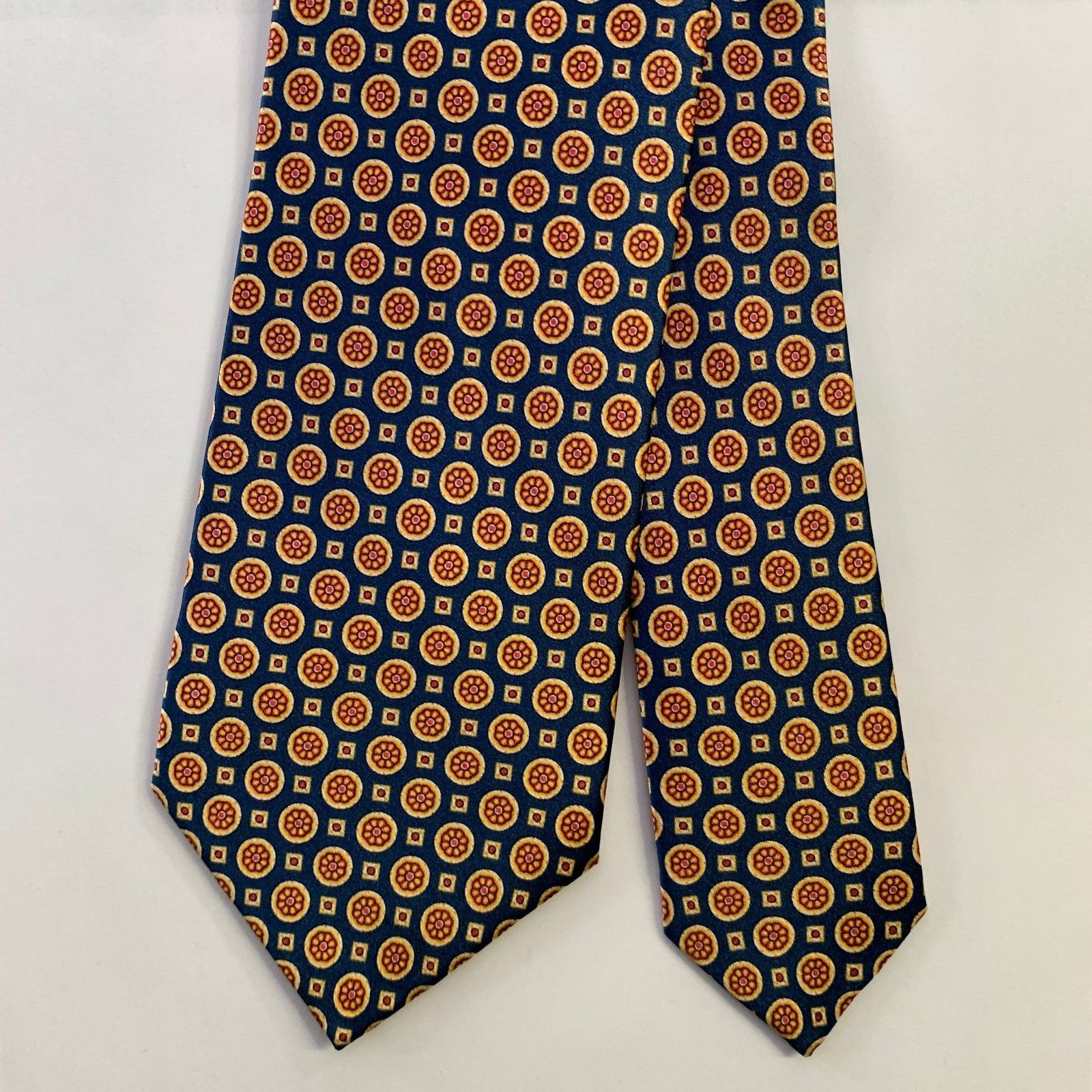 Dolcepunta DOLCEPUNTA Navy Gold Floral Silk Tie Size ONE SIZE - 1 Thumbnail