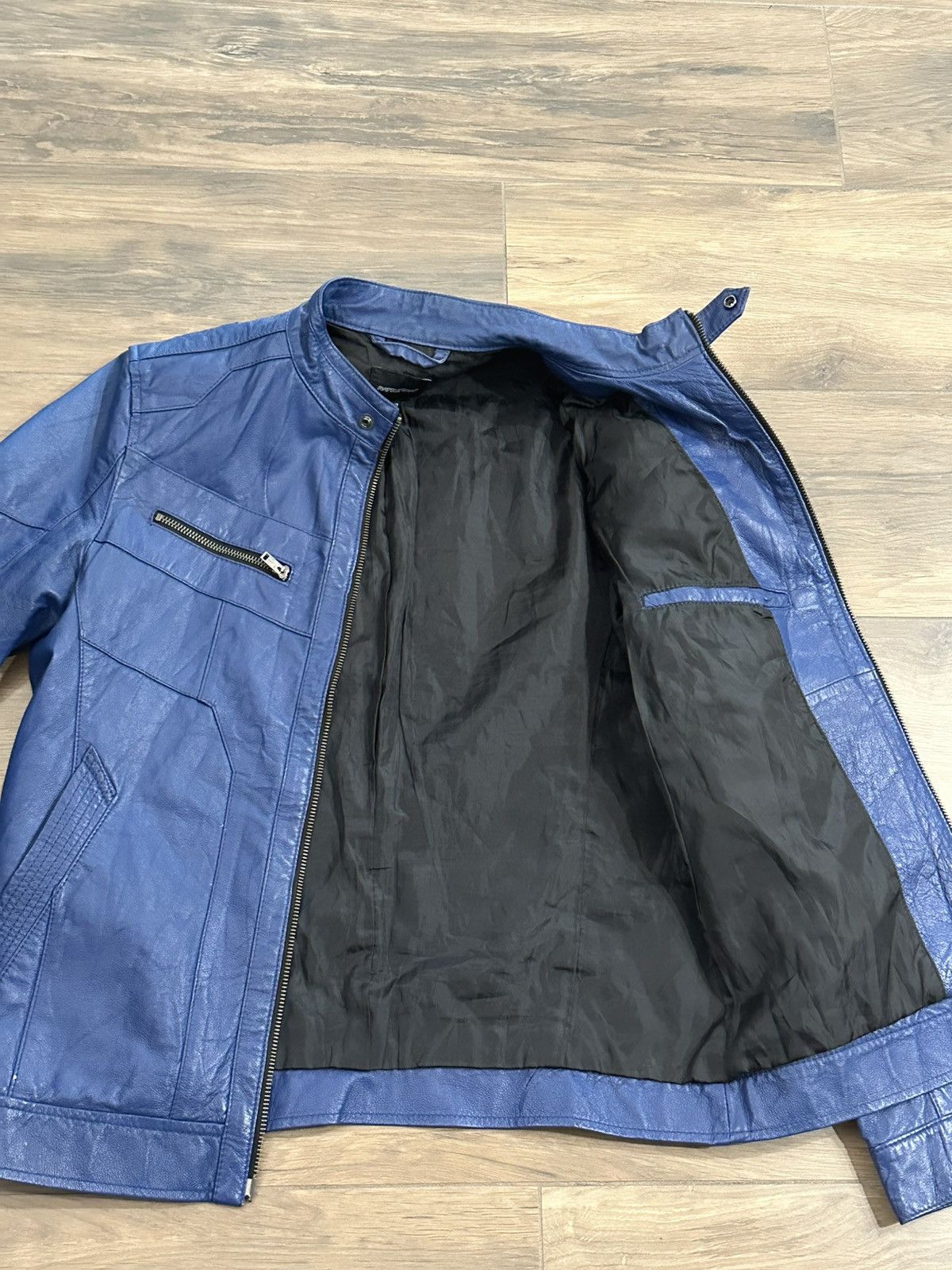 Other blue biker leather jacket Size US M / EU 48-50 / 2 - 4 Thumbnail