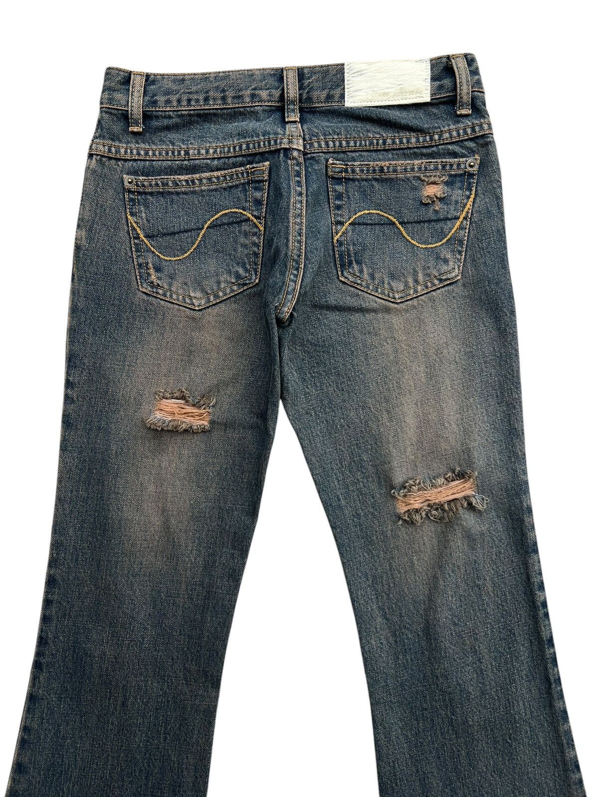 Japanese Brand Virca Lowrise Mudmax Distressed Denim Flare Jeans 27x33 Size 27" / US 4 / IT 40 - 5 Thumbnail