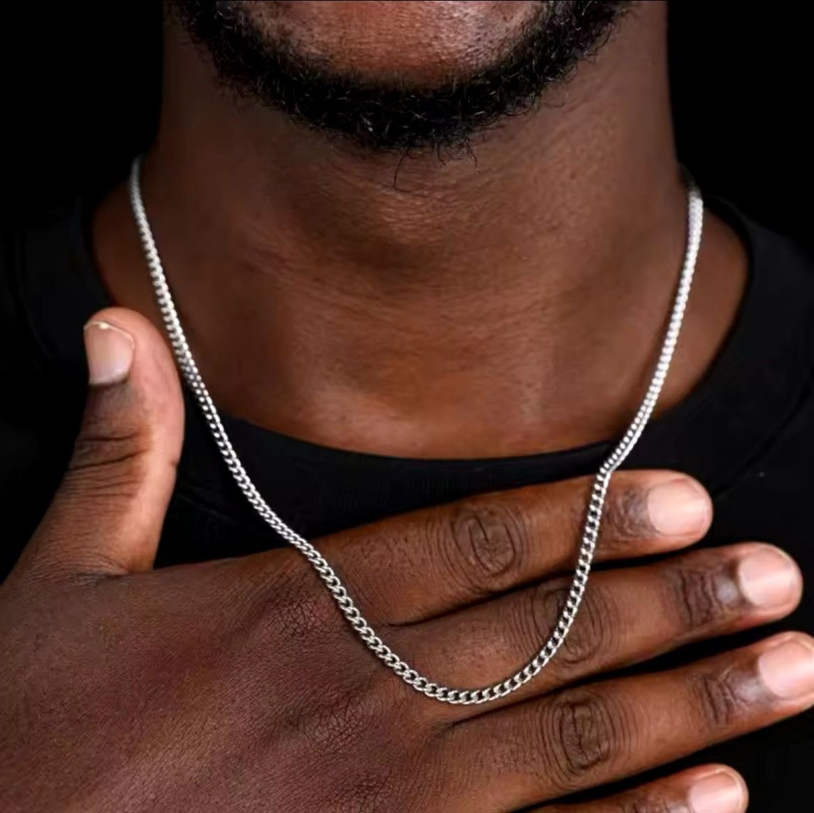 Japanese Brand × Vintage Stainless steel 3mm Cuban Chain Size ONE SIZE - 1 Thumbnail