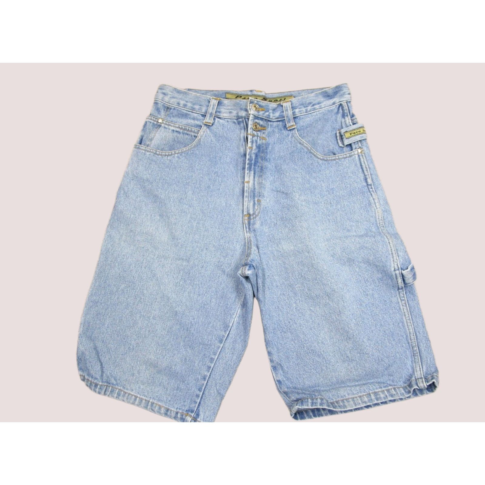 Vintage VINTAGE Paco Jeans Shorts Mens 32 Denim Carpenter Hammer Loop Button Fly 90s Shorts Mens 32 Denim Blue 90s Pacos Grunge Hip Hop Bermuda Pocket Mens Size US 32 / EU 48 - 1 Thumbnail