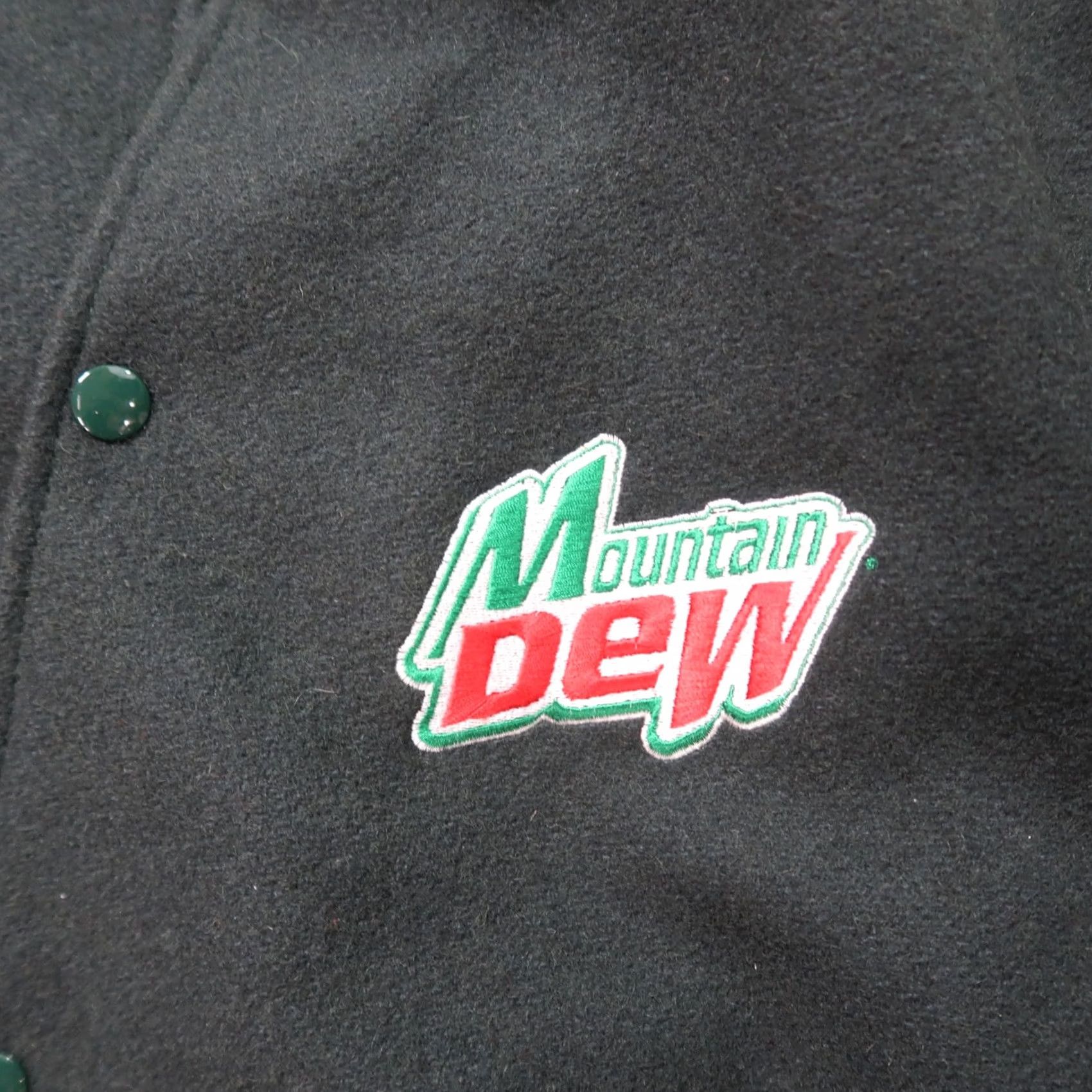 Holloway VINTAGE Mountain Dew Varsity Jacket Men XL Green Black Snap Button Leather Sleeves Embroidered Logo Zipper Pockets Wide Size? (adjusted to fit rules) Size US XL / EU 56 / 4 - 4 Thumbnail