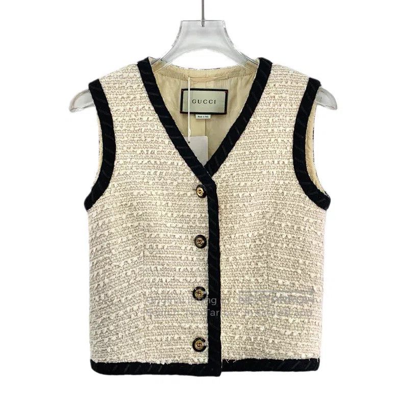 Gucci Gucci Beige cotton woven V-neck small fragrance sleeveless Size XS / US 0-2 / IT 36-38 - 1 Thumbnail
