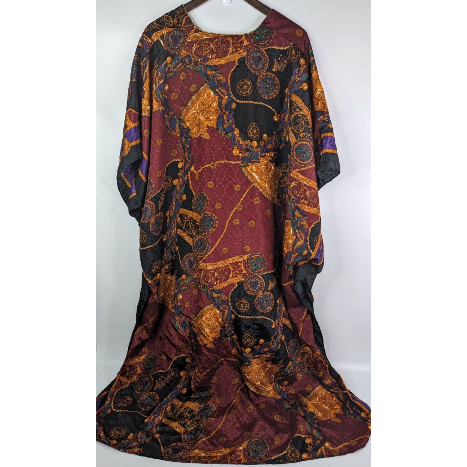 Vintage VINTAGE Santé Kaftan Dress Geometric One Size Red Women Long Crowns MuMu Classic Size ONE SIZE - 5 Thumbnail