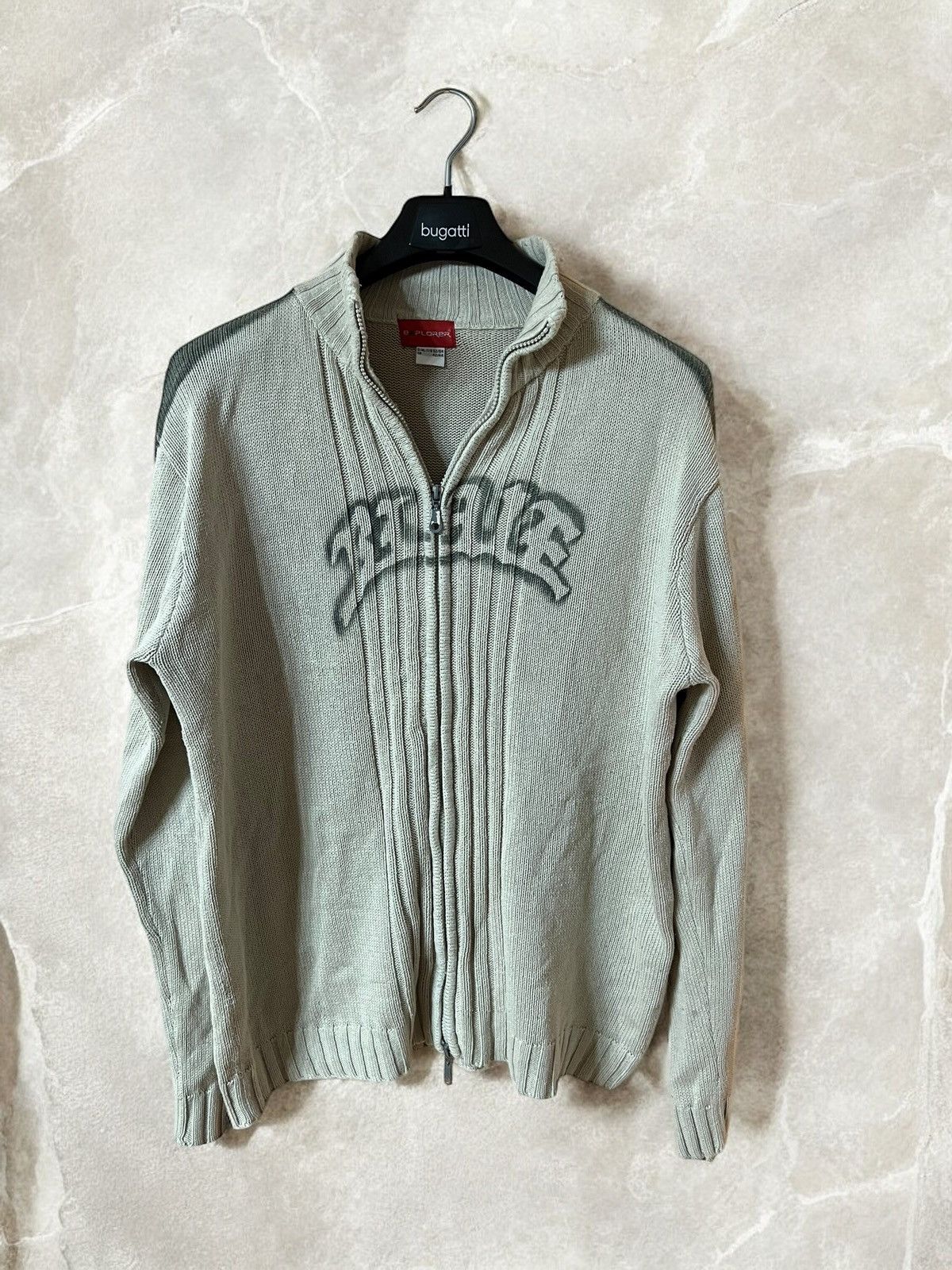 Designer × Vintage VINTAGE HEAVY KNITTED GRAFFITI LOGO Metal Zipper Sweater y2k Size US L / EU 52-54 / 3 - 1 Thumbnail