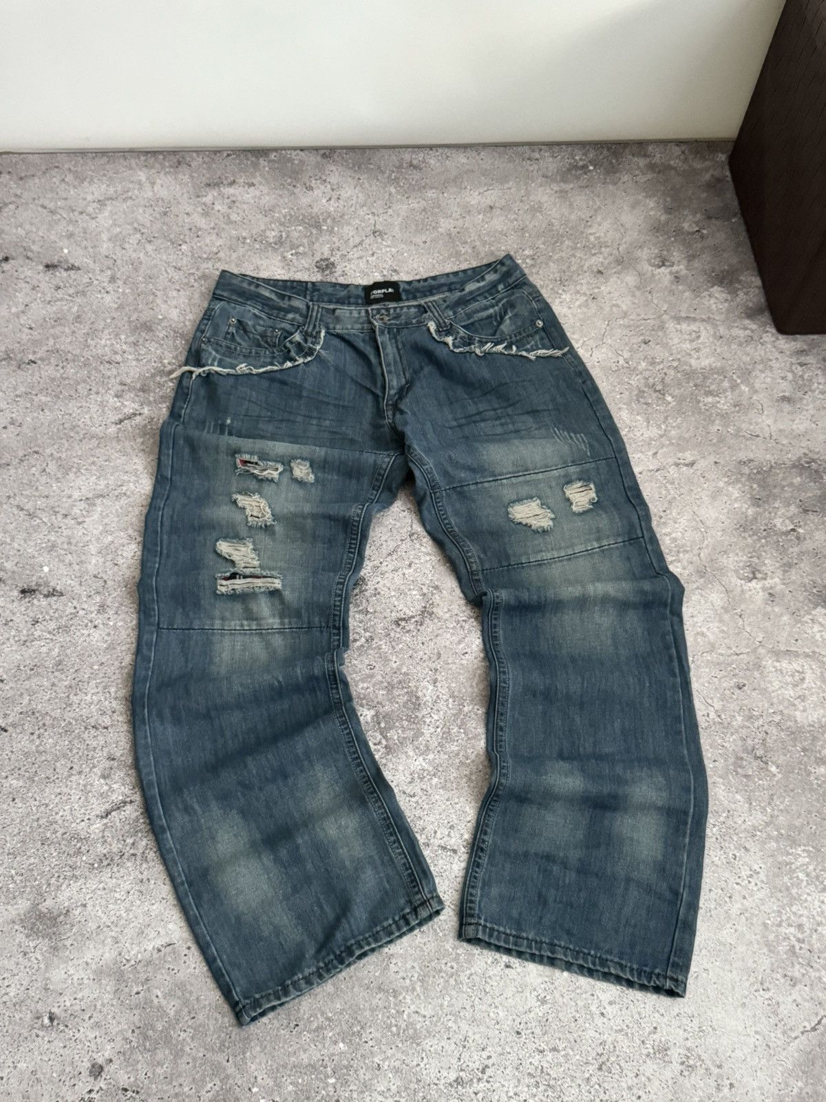 Vintage Vintage Y2K distressed Diesel style baggy pants Size US 34 / EU 50 - 2 Thumbnail