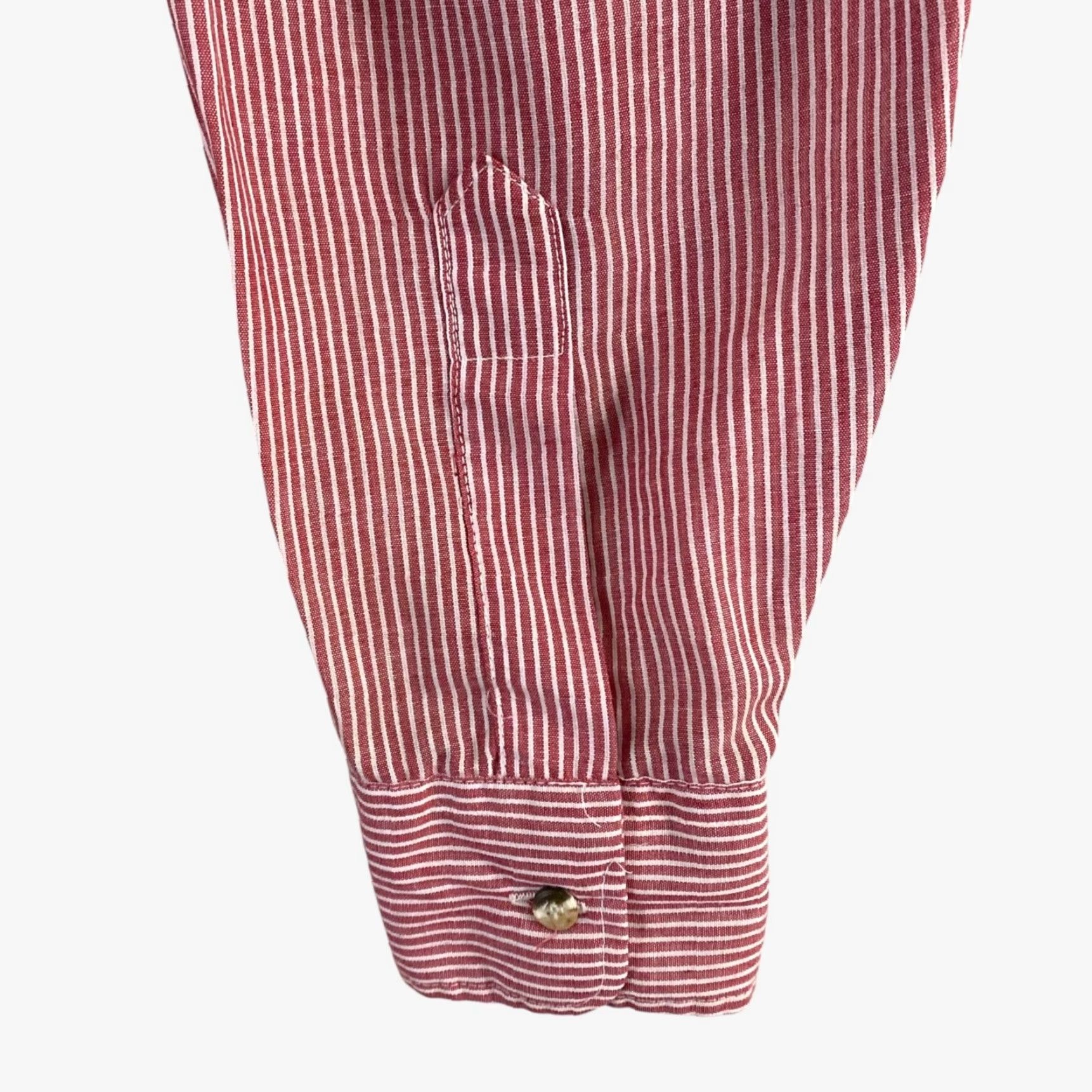 Levi's VINTAGE Levi's Stripe Button-Up Pocket Shirt Red/White Mens Large Business-Casual Shirt Size US L / EU 52-54 / 3 - 7 Thumbnail