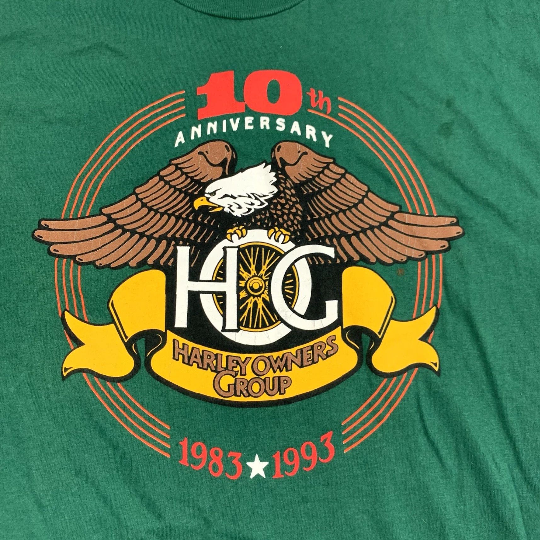 Harley Davidson VINTAGE Harley-Davidson Shirt Harley-Davidson Men L Green 1993 10 Anniversary Biker 90s Shirt Mens Size US L / EU 52-54 / 3 - 2 Thumbnail