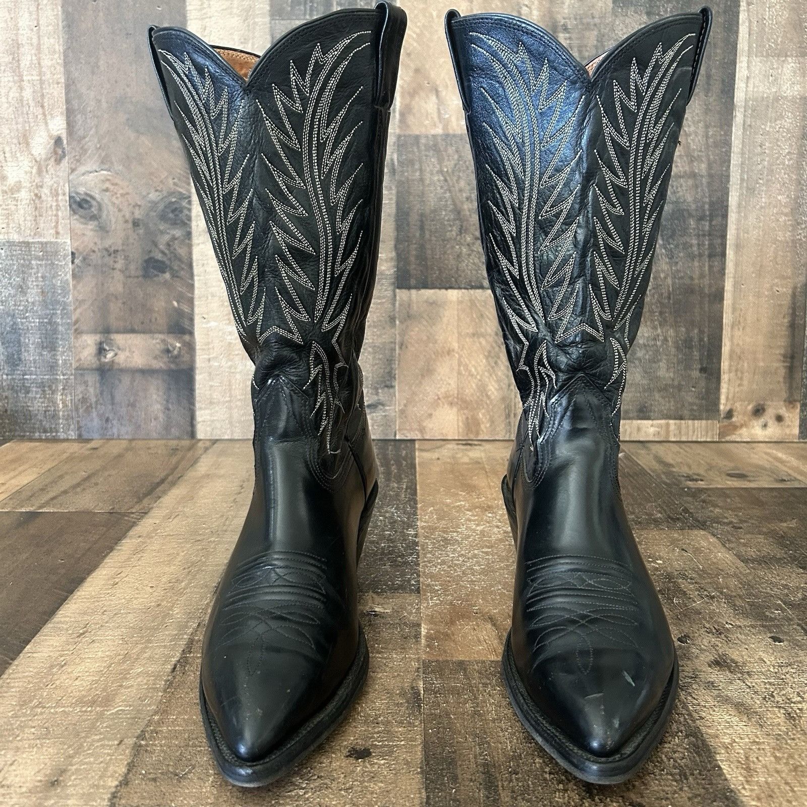 Nocona Boots Nocona Vintage Classic Black Western Cowboy Boots Mens 8 D Size US 8 / EU 41 - 3 Thumbnail