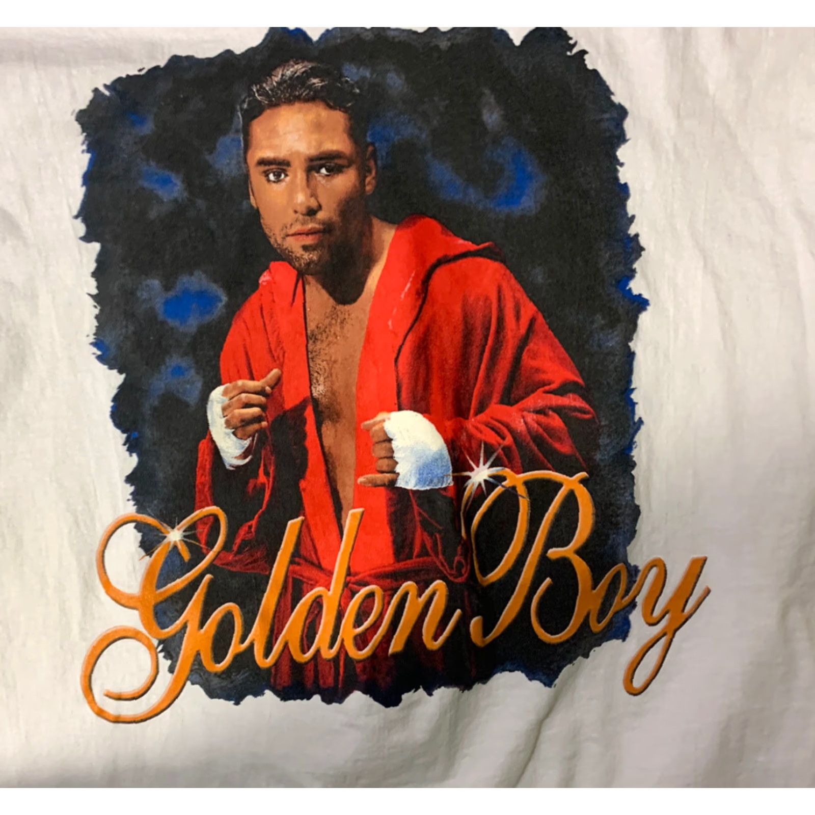 Logo Athletic VINTAGE 90s Oscar De La Hoya Golden Boy Boxing Logo Athletic T Shirt White XL Mens Size US XL / EU 56 / 4 - 2 Thumbnail