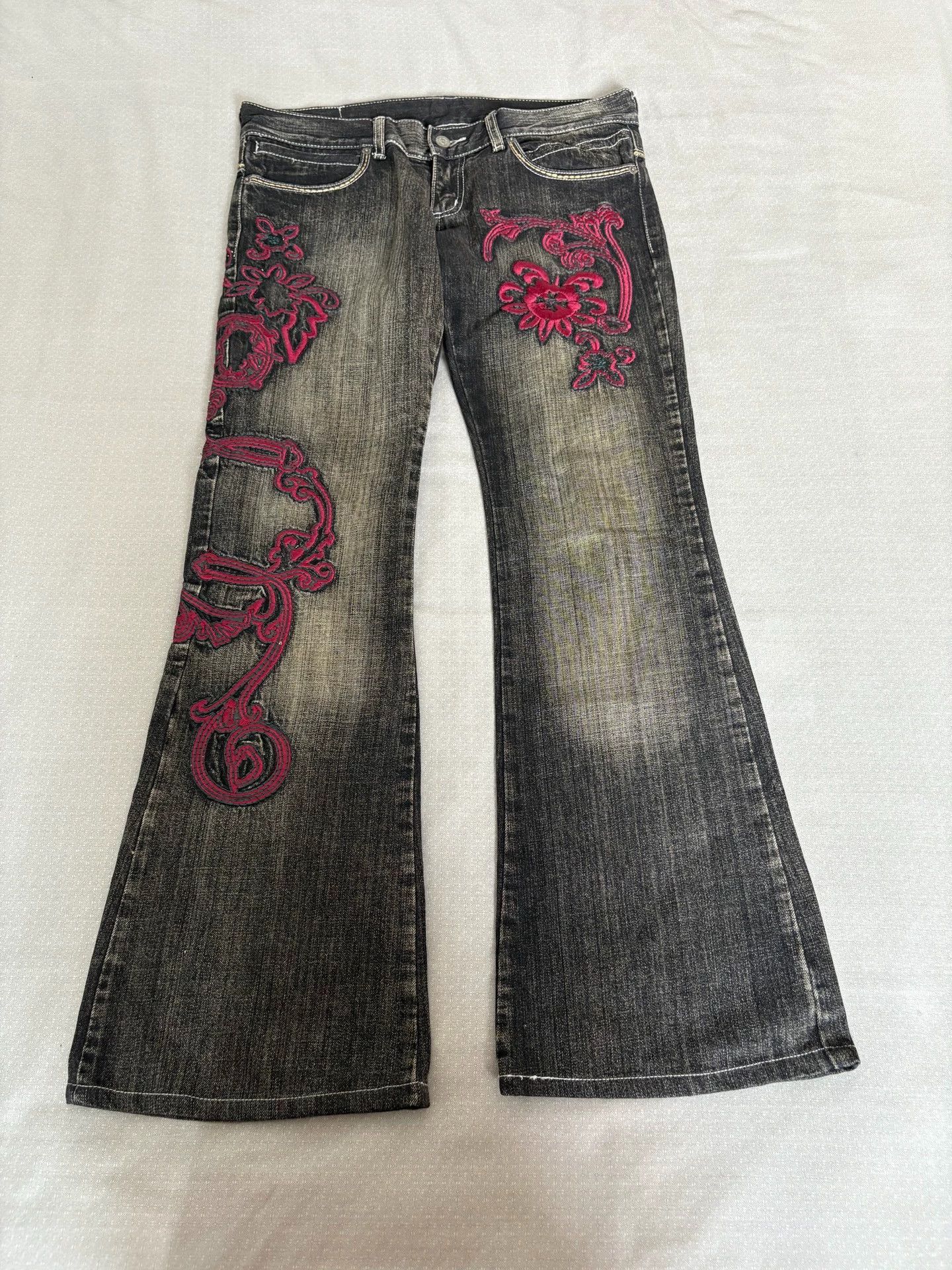 Tornado Mart Tornado Mart Vintage Rare Embroidered Flared Jeans Size 28" / US 6 / IT 42 - 4 Thumbnail