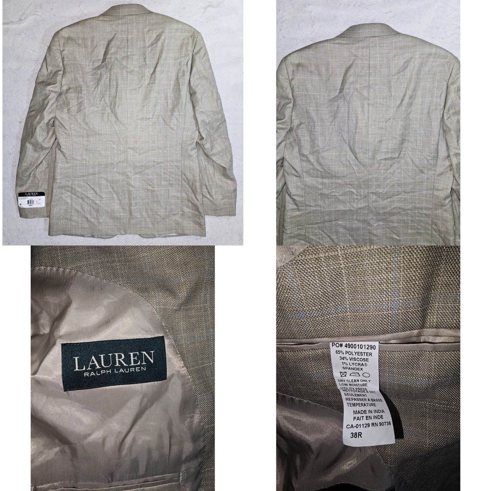 Ralph Lauren Ralph Lauren Mens Blazer Sz 38R Ultraflex Lexington Two-Button Single-Breasted Tan/Blue Check NWT Size 38R - 8 Thumbnail