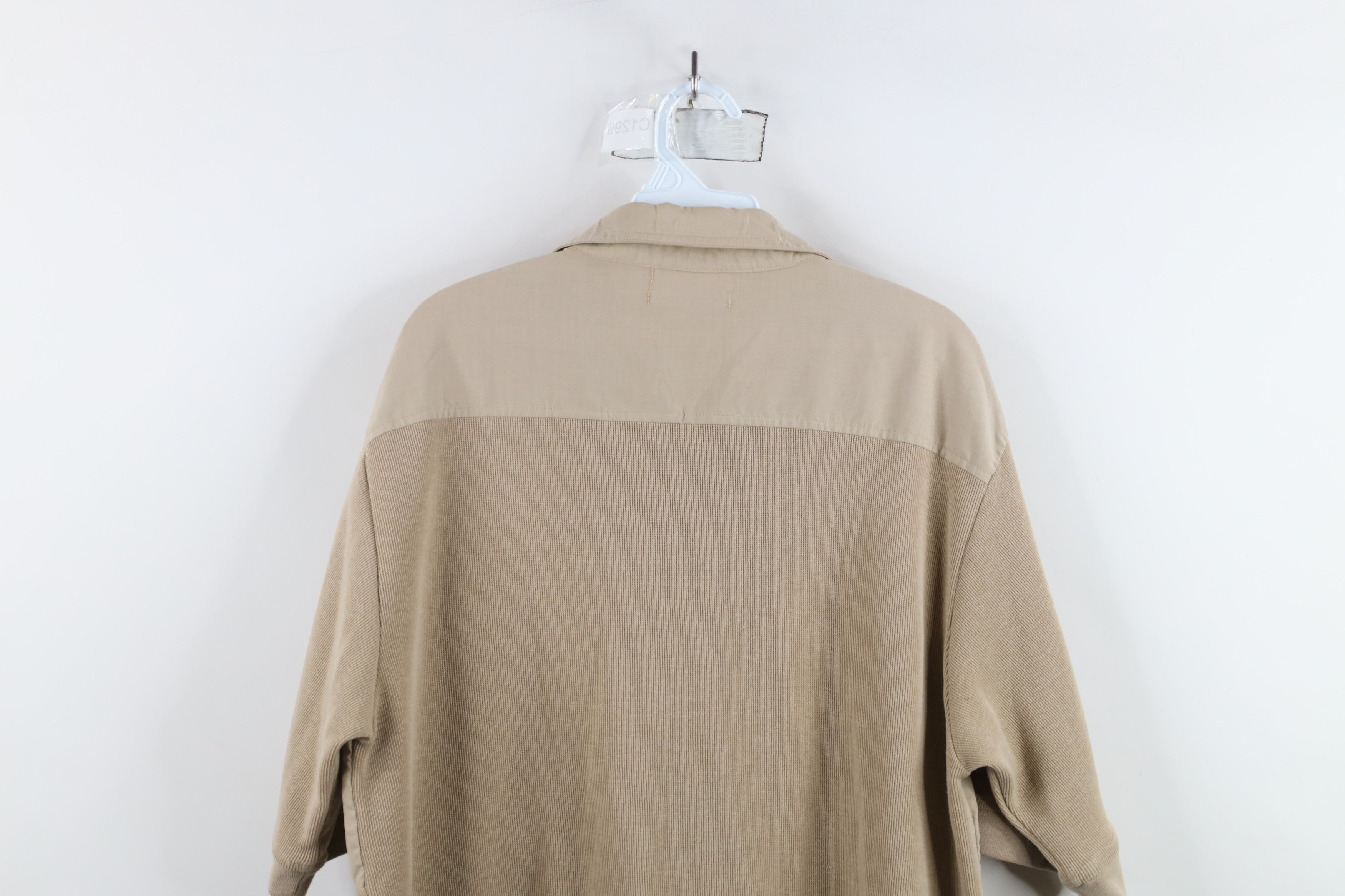 Vintage Vintage 90s Streetwear Ribbed Knit Pullover Polo Shirt Beige Size US L / EU 52-54 / 3 - 11 Thumbnail
