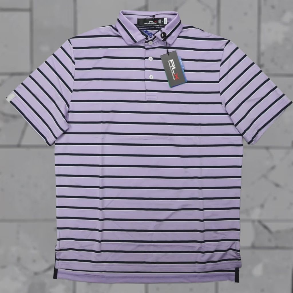 RLX Ralph Lauren RLX Ralph Lauren Performance Polo Shirt Striped Purple M Men Short Sleeve Moisture Wicking Lightweight Golf Shirt Size US M / EU 48-50 / 2 - 1 Thumbnail